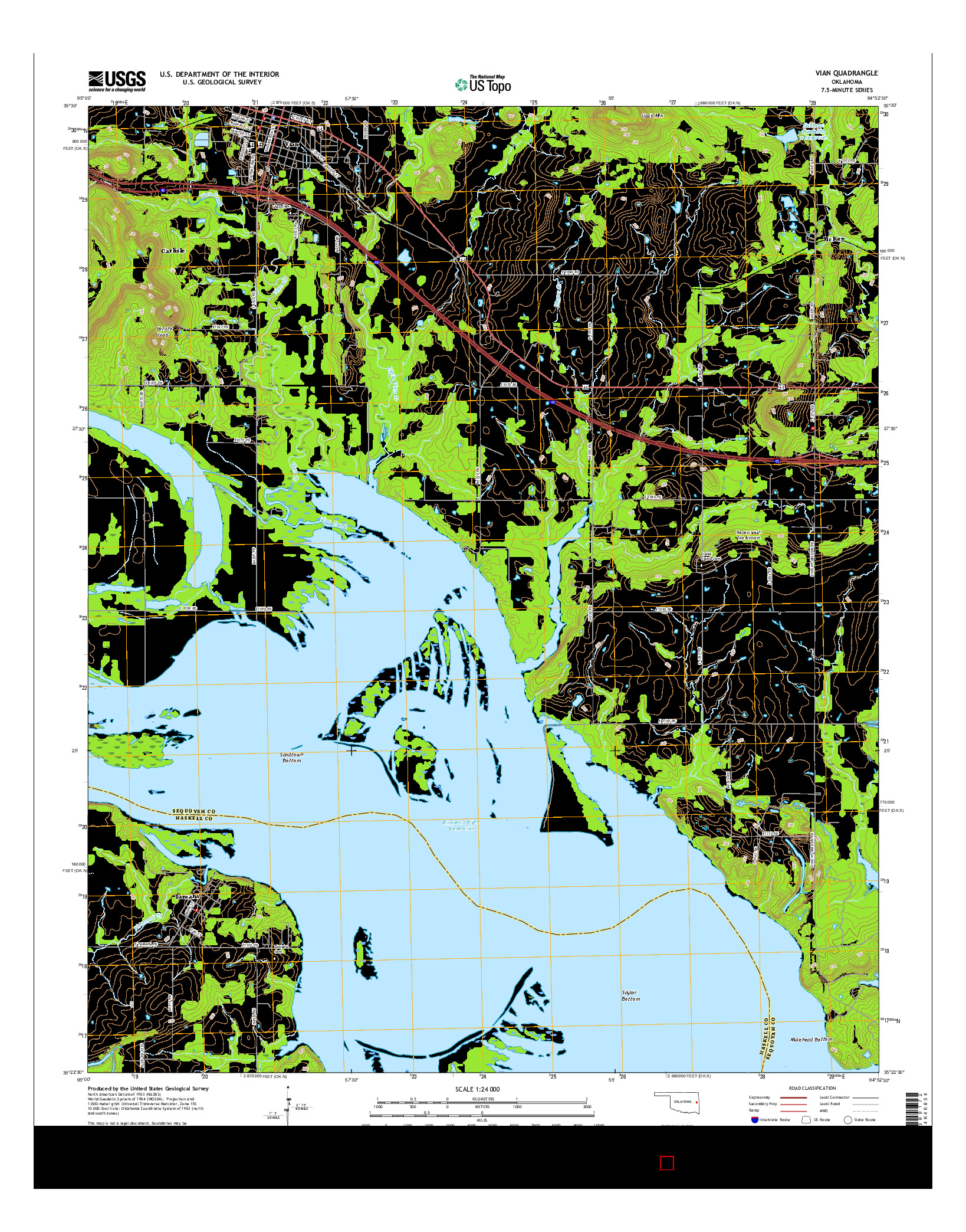 USGS US TOPO 7.5-MINUTE MAP FOR VIAN, OK 2016