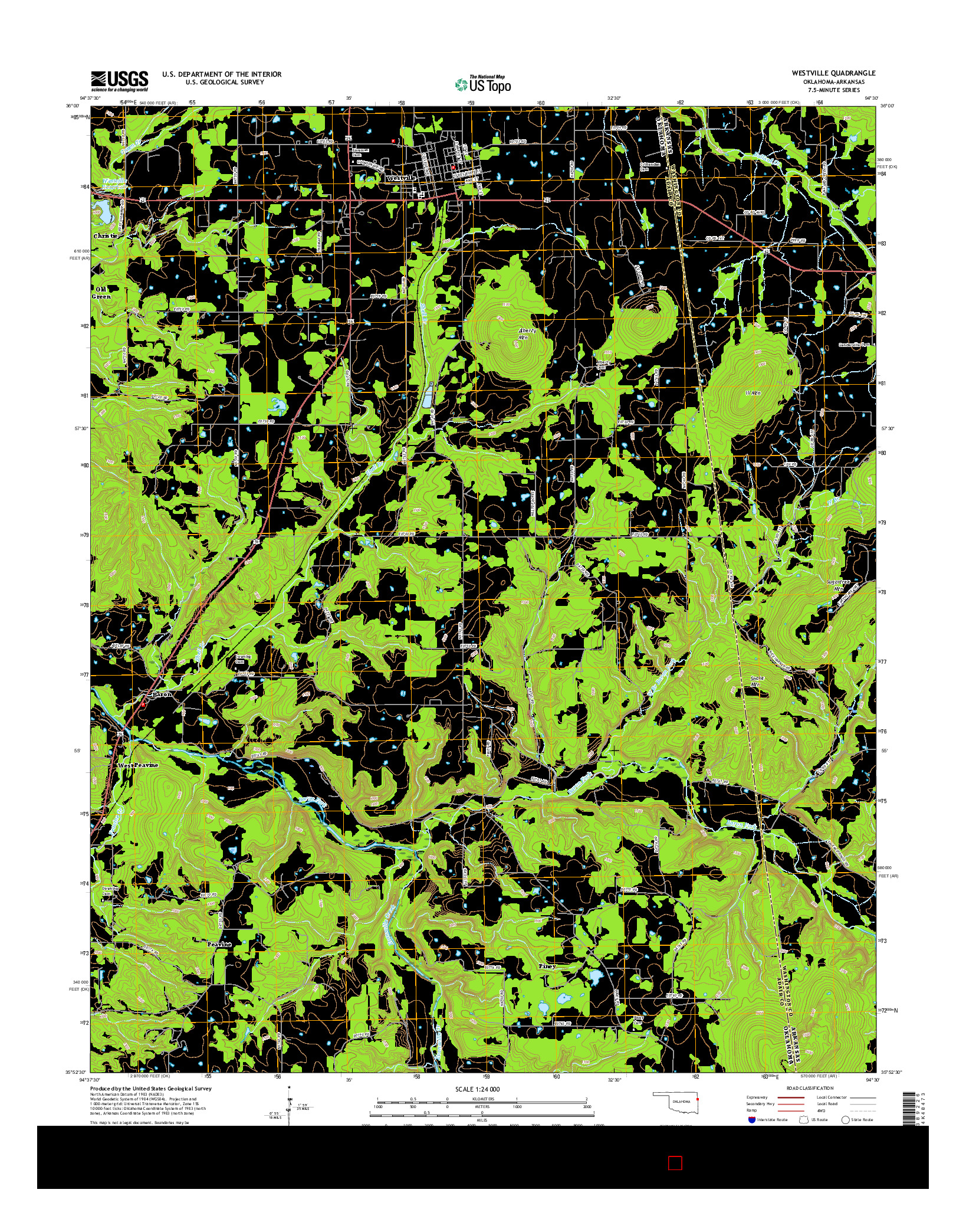 USGS US TOPO 7.5-MINUTE MAP FOR WESTVILLE, OK-AR 2016