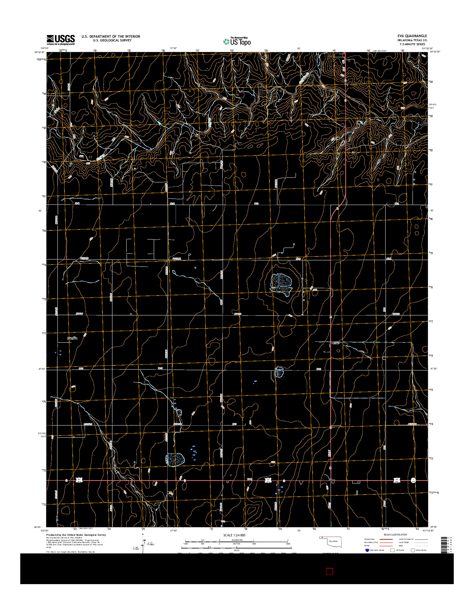 USGS US TOPO 7.5-MINUTE MAP FOR EVA, OK 2016