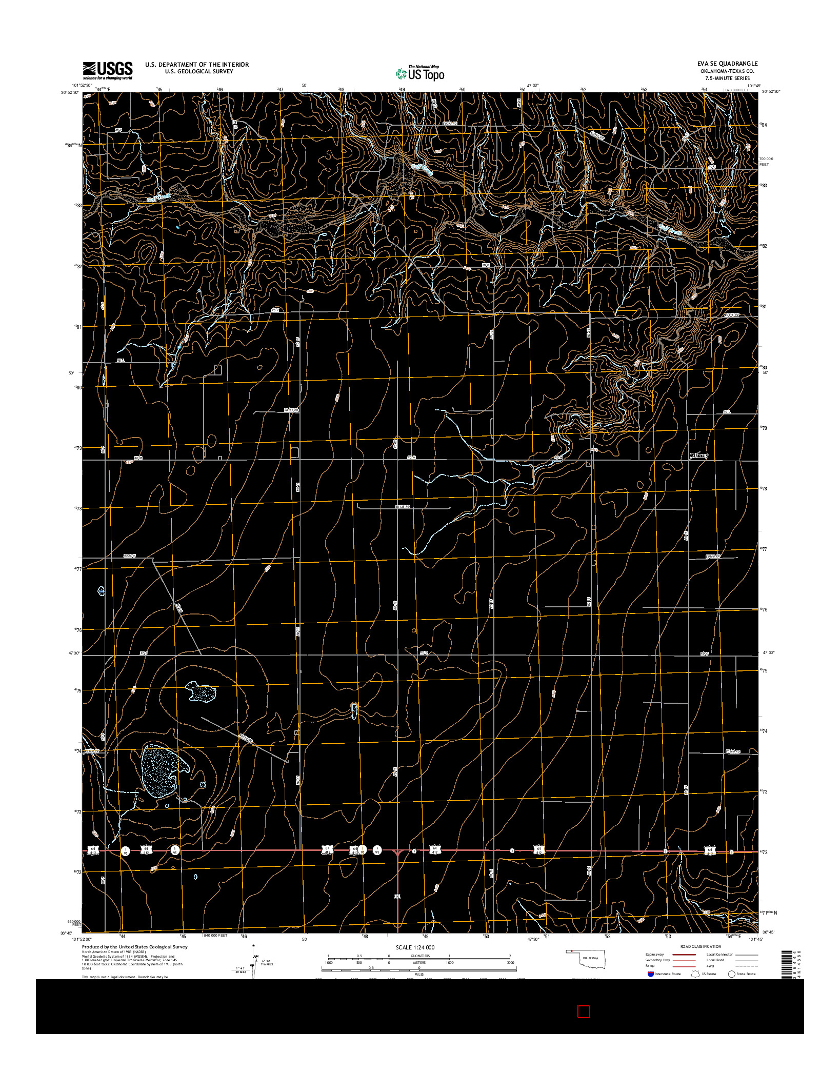 USGS US TOPO 7.5-MINUTE MAP FOR EVA SE, OK 2016