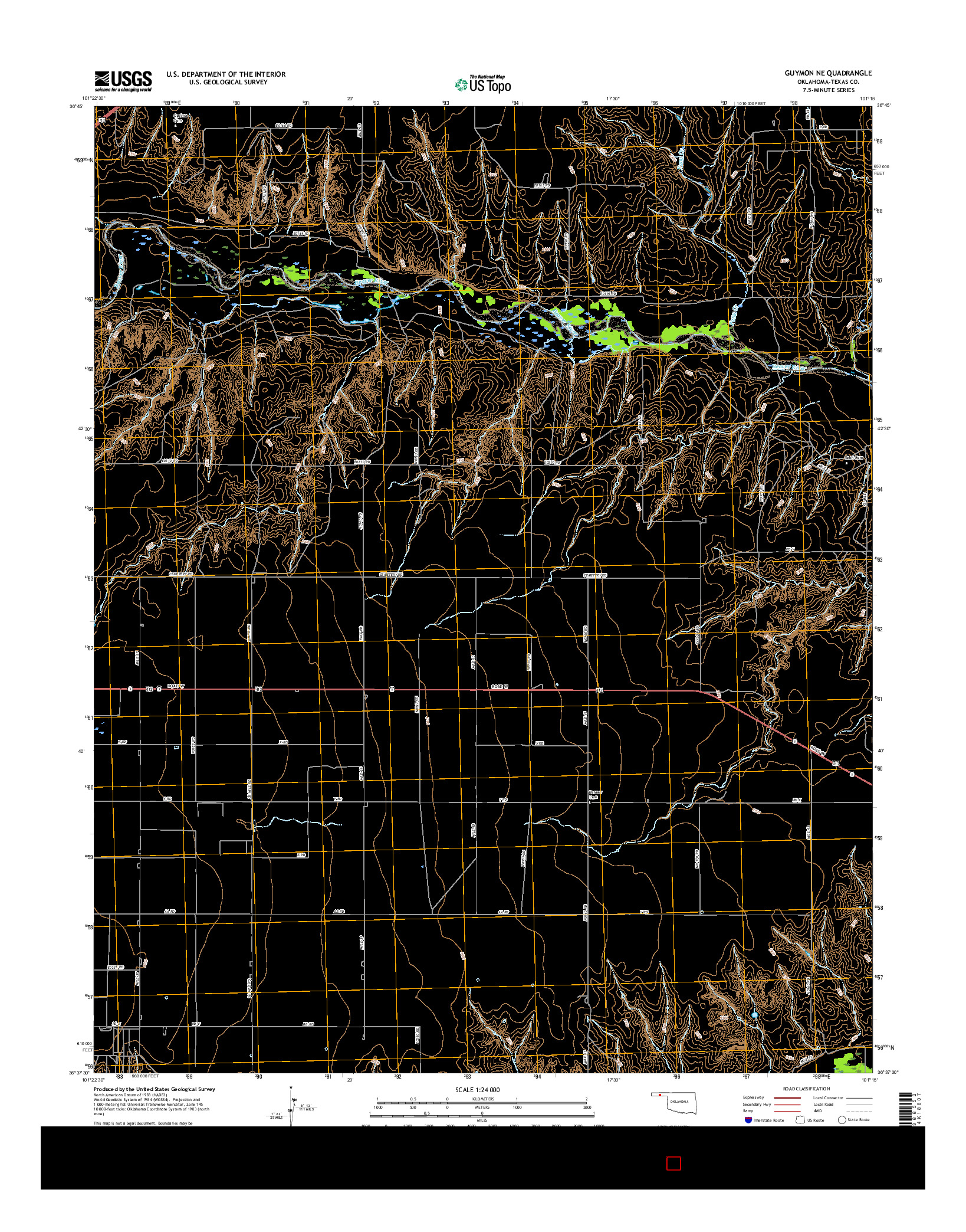 USGS US TOPO 7.5-MINUTE MAP FOR GUYMON NE, OK 2016