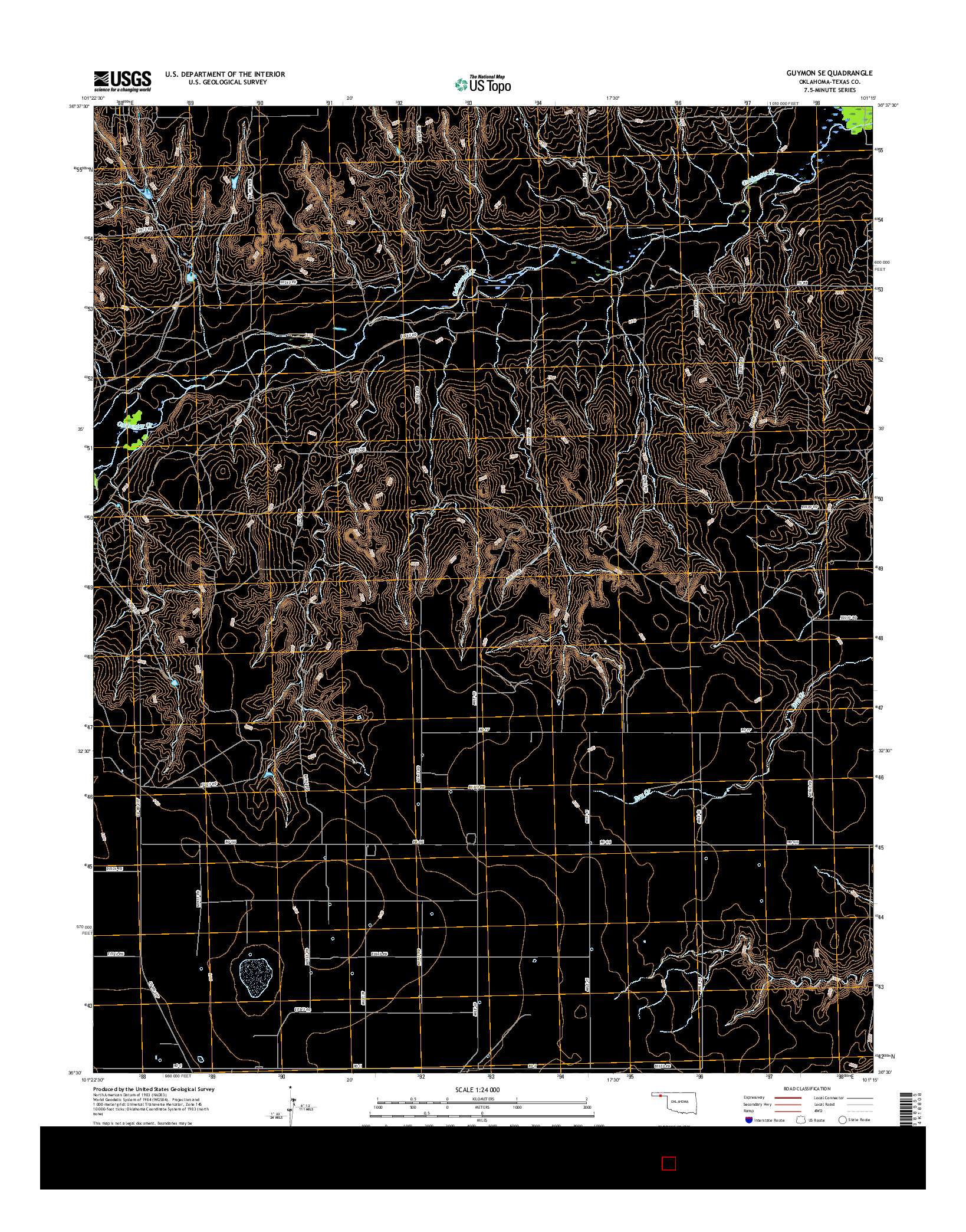 USGS US TOPO 7.5-MINUTE MAP FOR GUYMON SE, OK 2016