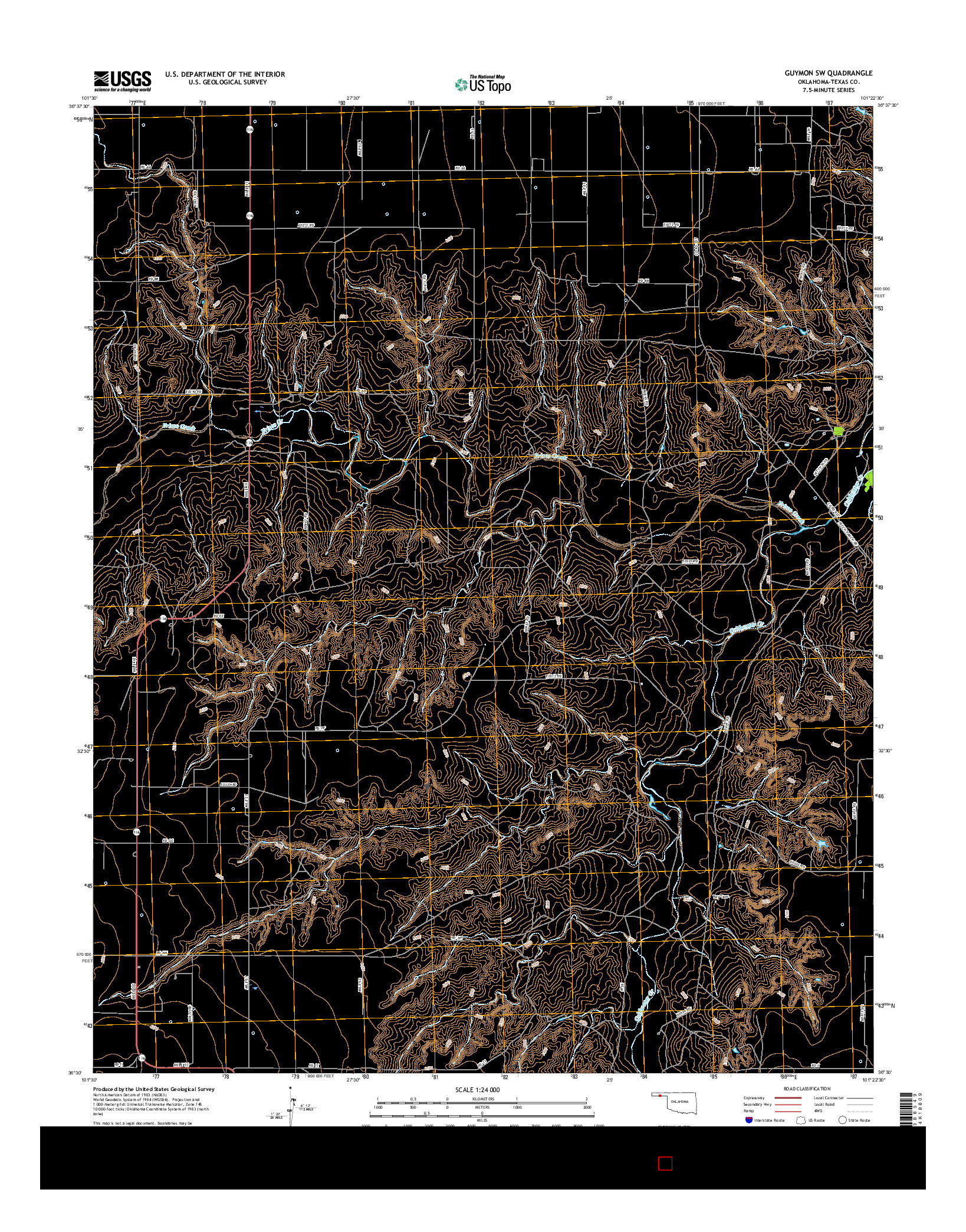 USGS US TOPO 7.5-MINUTE MAP FOR GUYMON SW, OK 2016