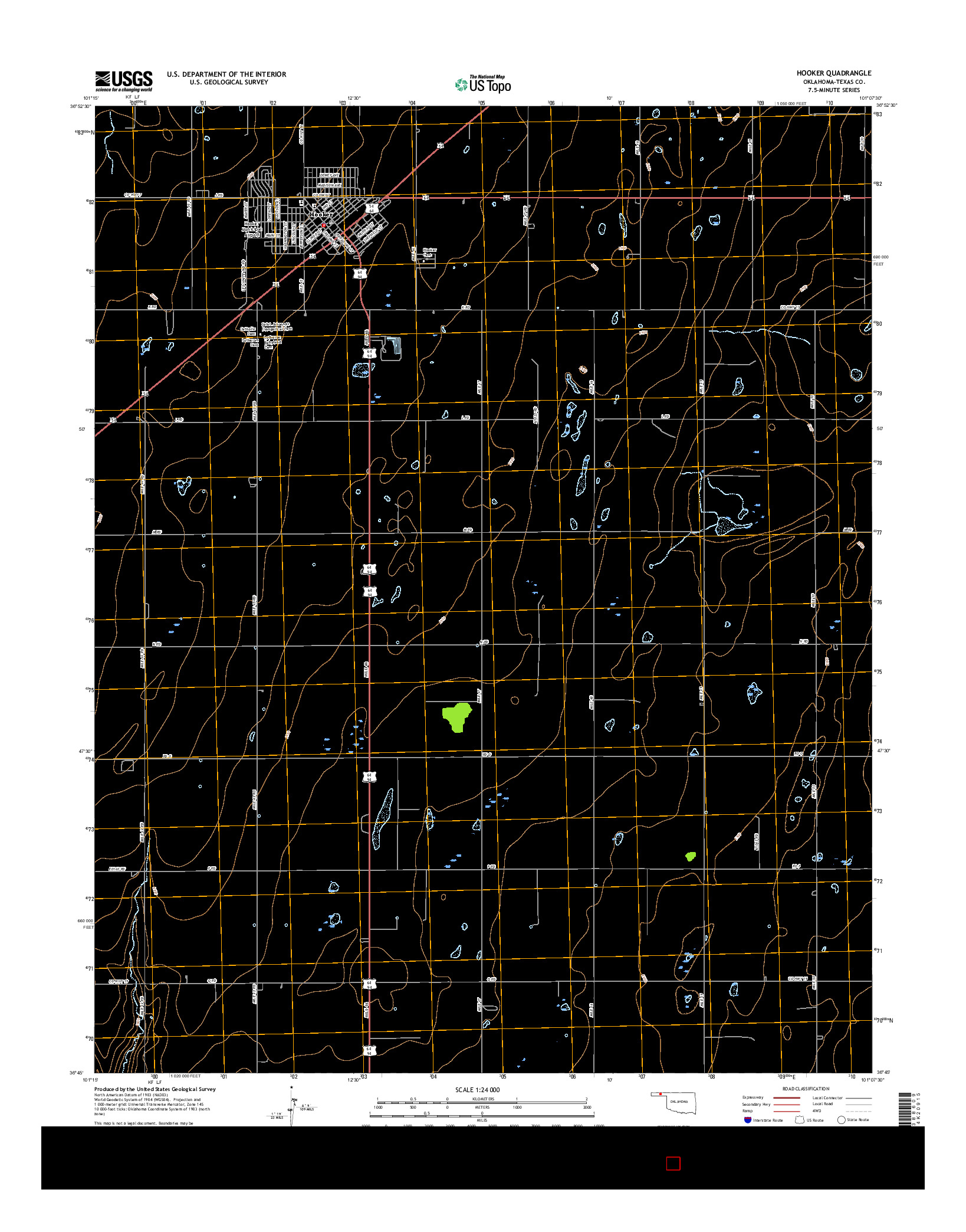 USGS US TOPO 7.5-MINUTE MAP FOR HOOKER, OK 2016