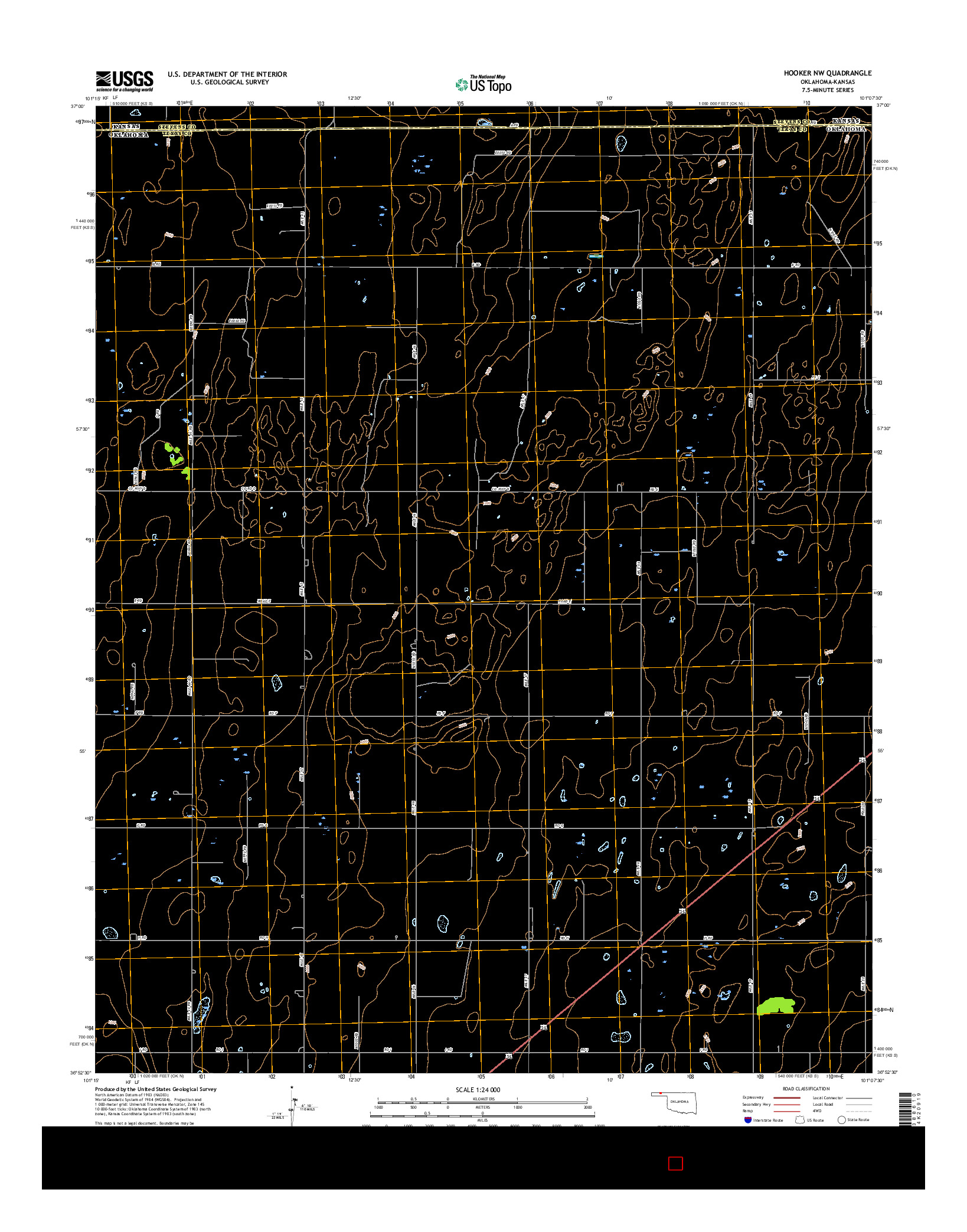 USGS US TOPO 7.5-MINUTE MAP FOR HOOKER NW, OK-KS 2016