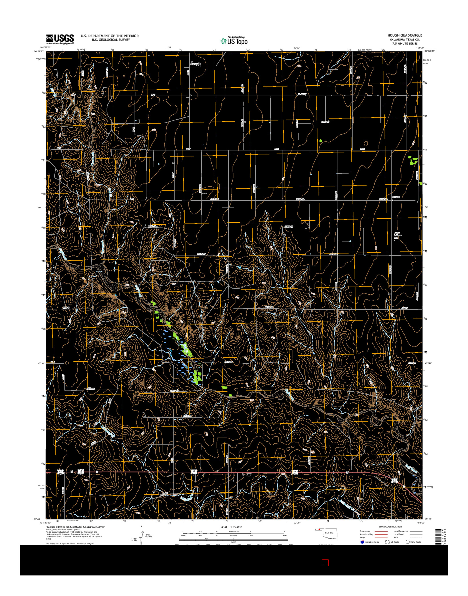 USGS US TOPO 7.5-MINUTE MAP FOR HOUGH, OK 2016