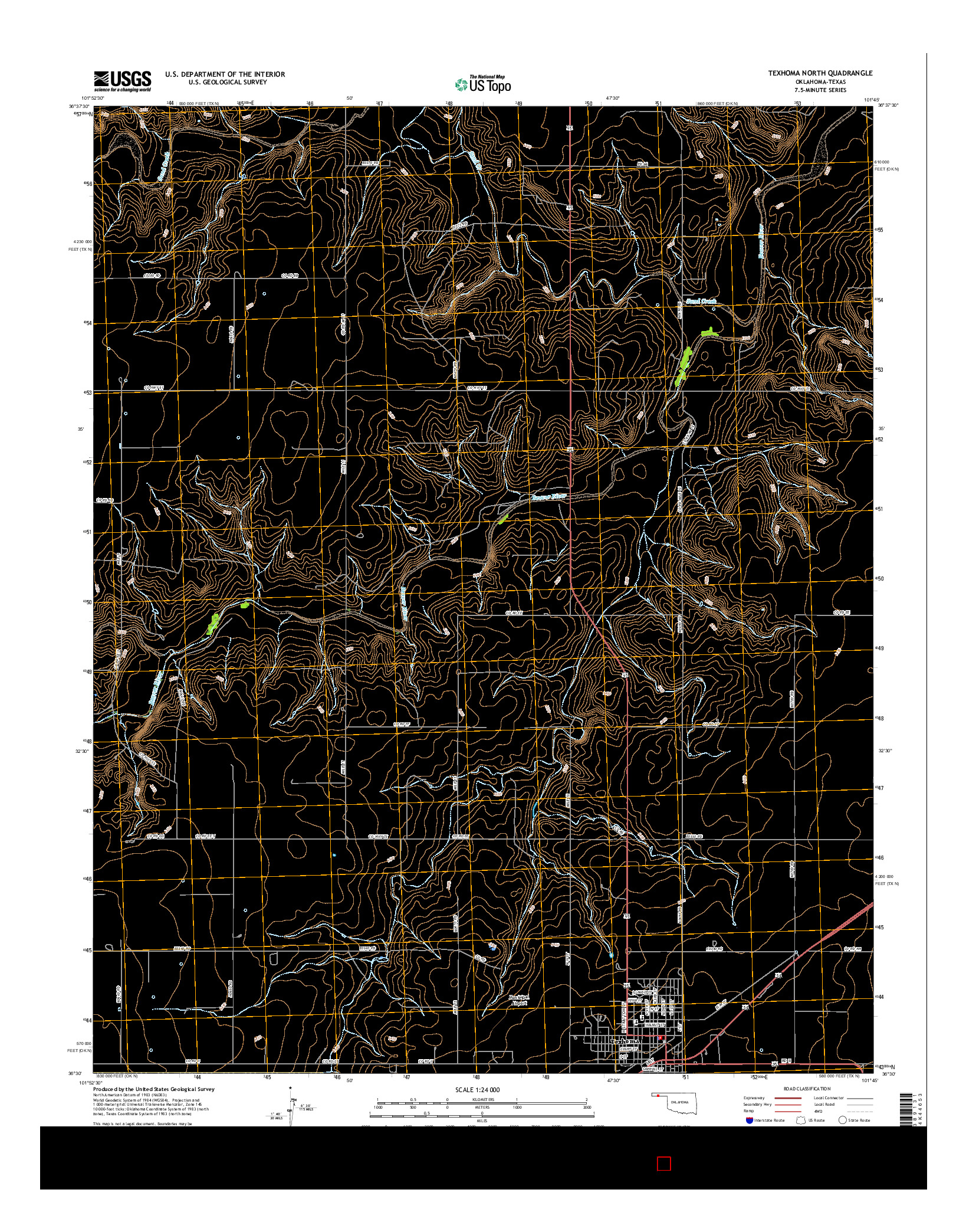 USGS US TOPO 7.5-MINUTE MAP FOR TEXHOMA NORTH, OK-TX 2016