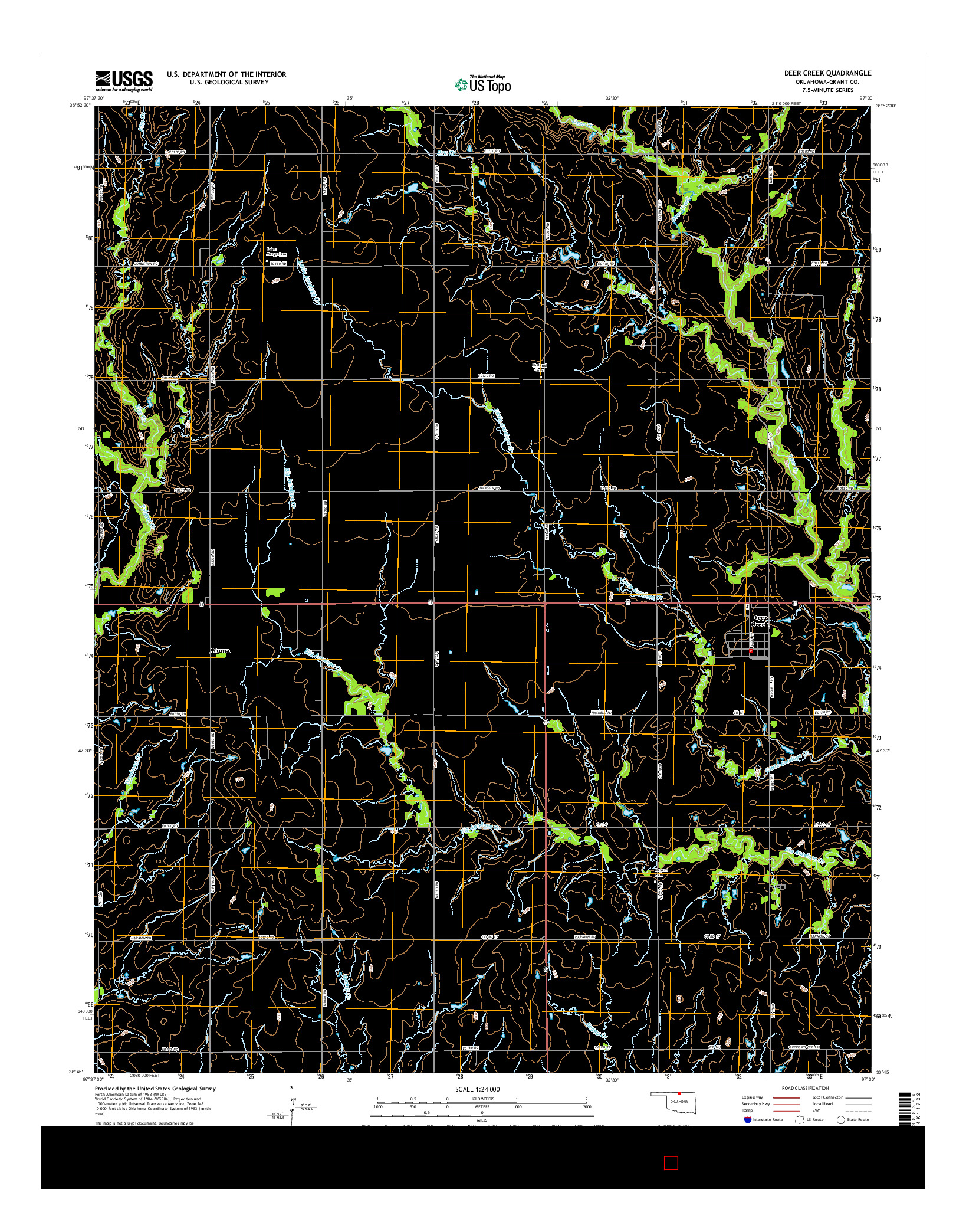 USGS US TOPO 7.5-MINUTE MAP FOR DEER CREEK, OK 2016