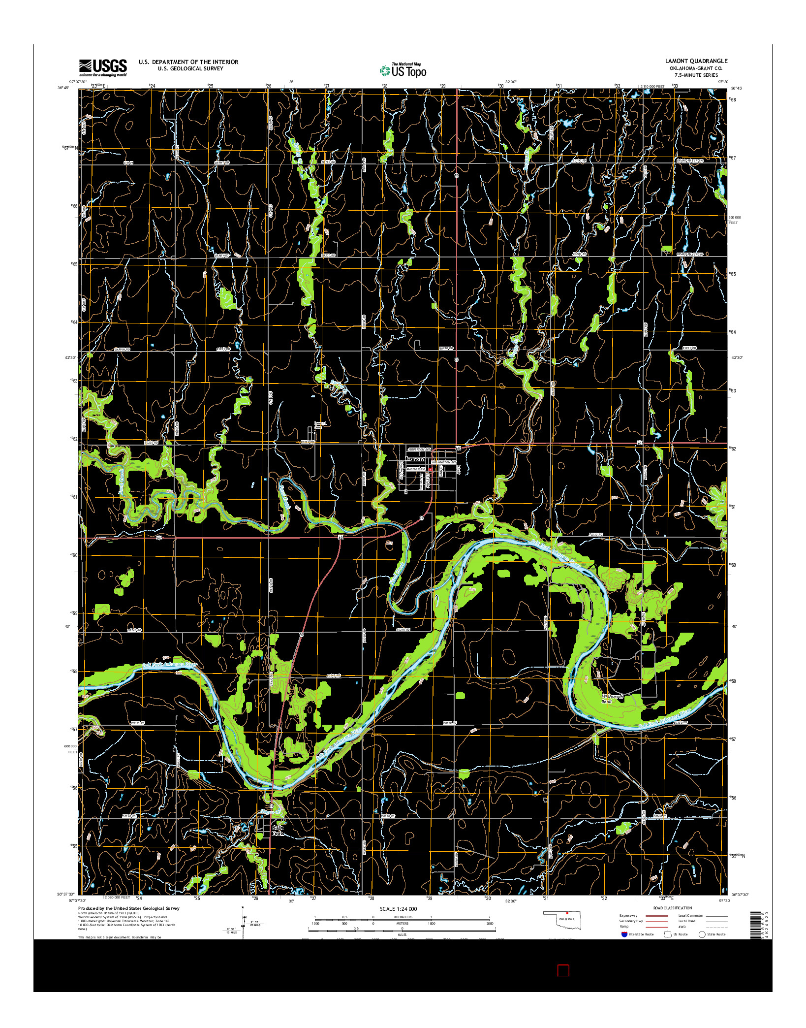 USGS US TOPO 7.5-MINUTE MAP FOR LAMONT, OK 2016