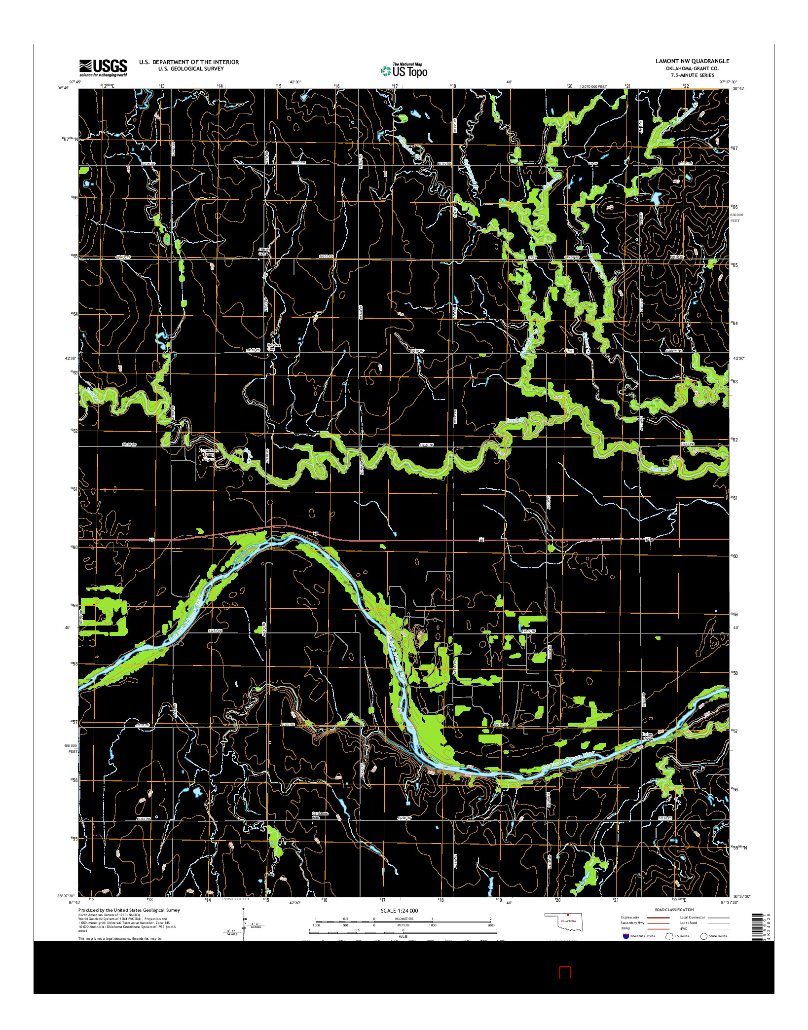 USGS US TOPO 7.5-MINUTE MAP FOR LAMONT NW, OK 2016