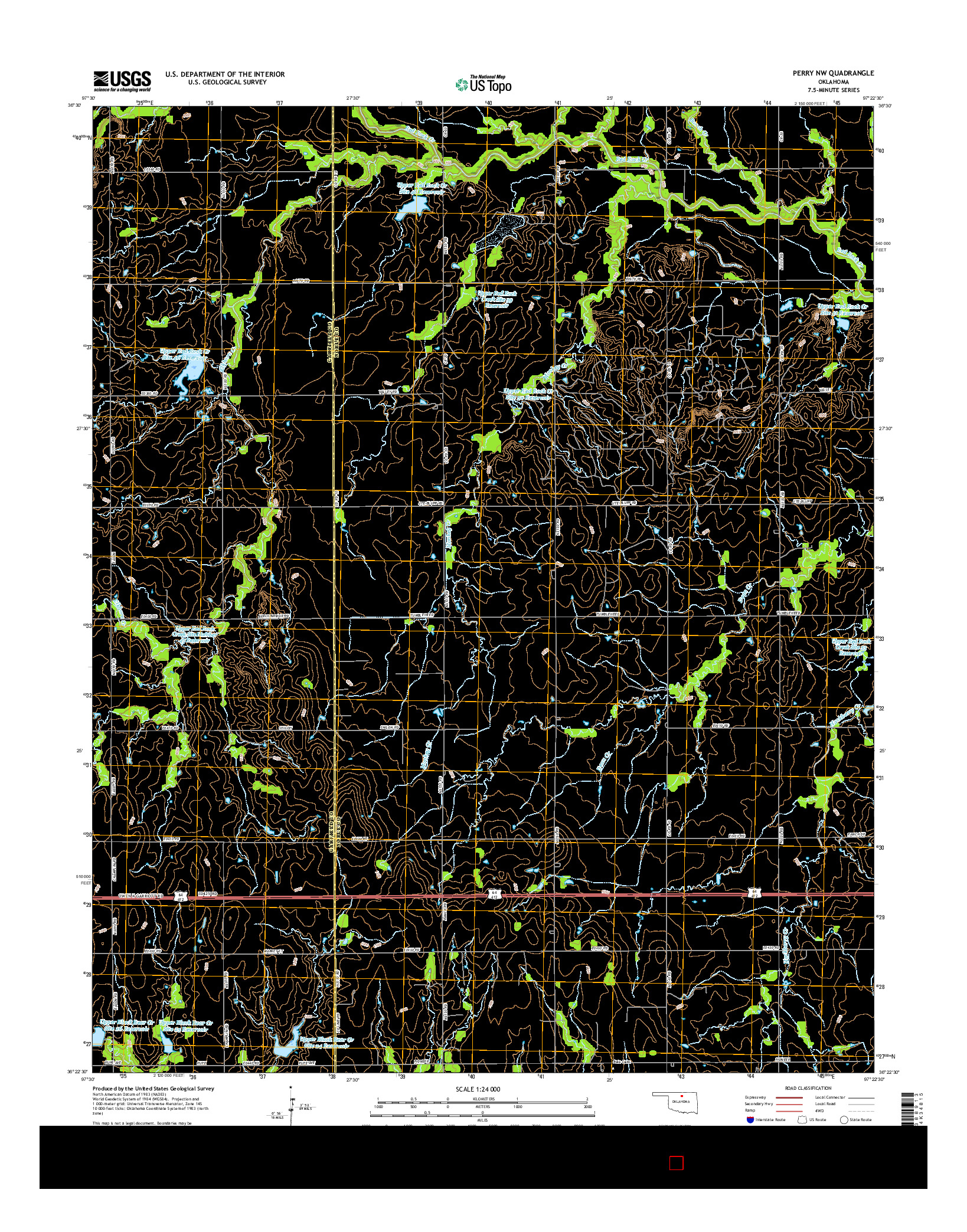 USGS US TOPO 7.5-MINUTE MAP FOR PERRY NW, OK 2016