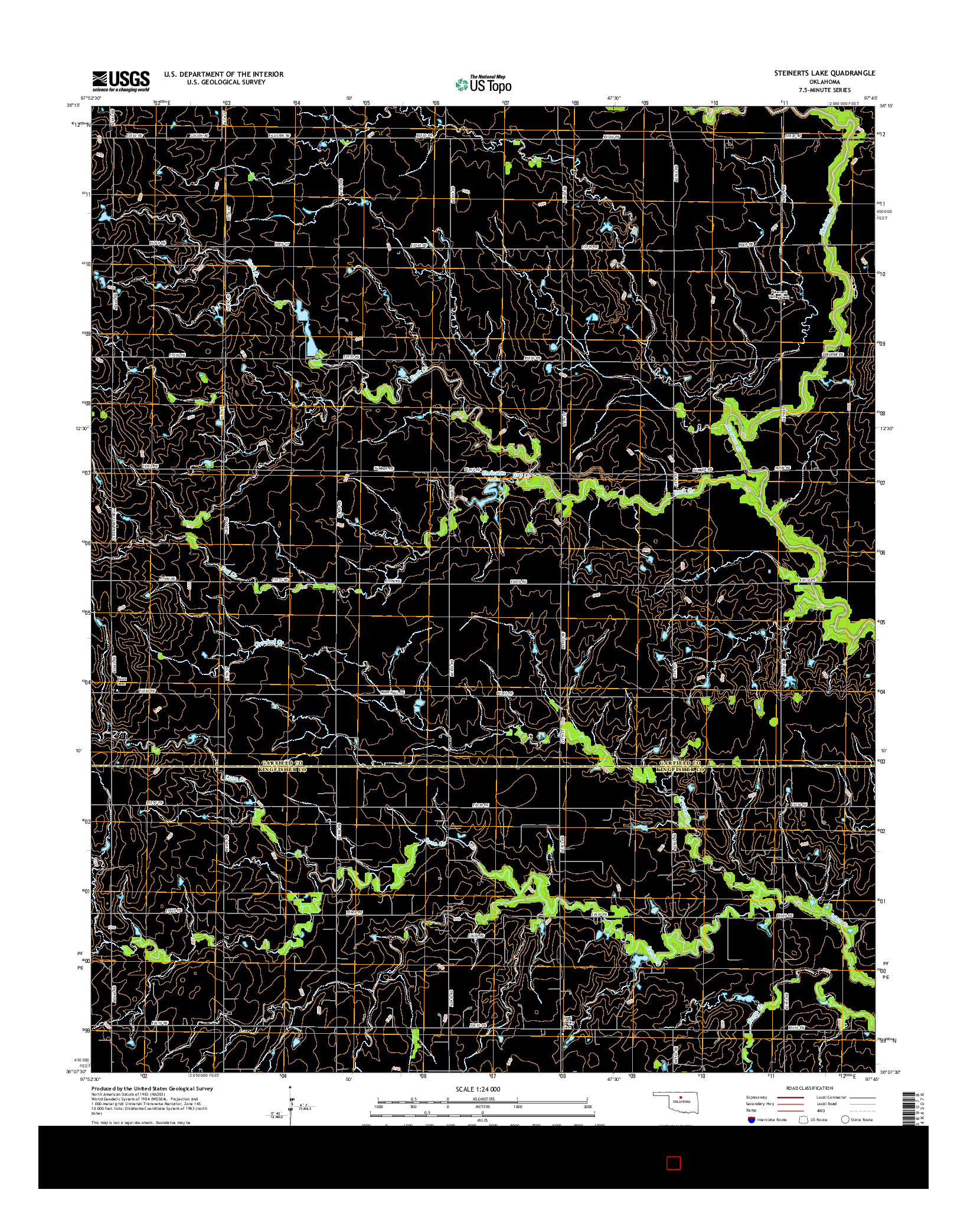 USGS US TOPO 7.5-MINUTE MAP FOR STEINERTS LAKE, OK 2016