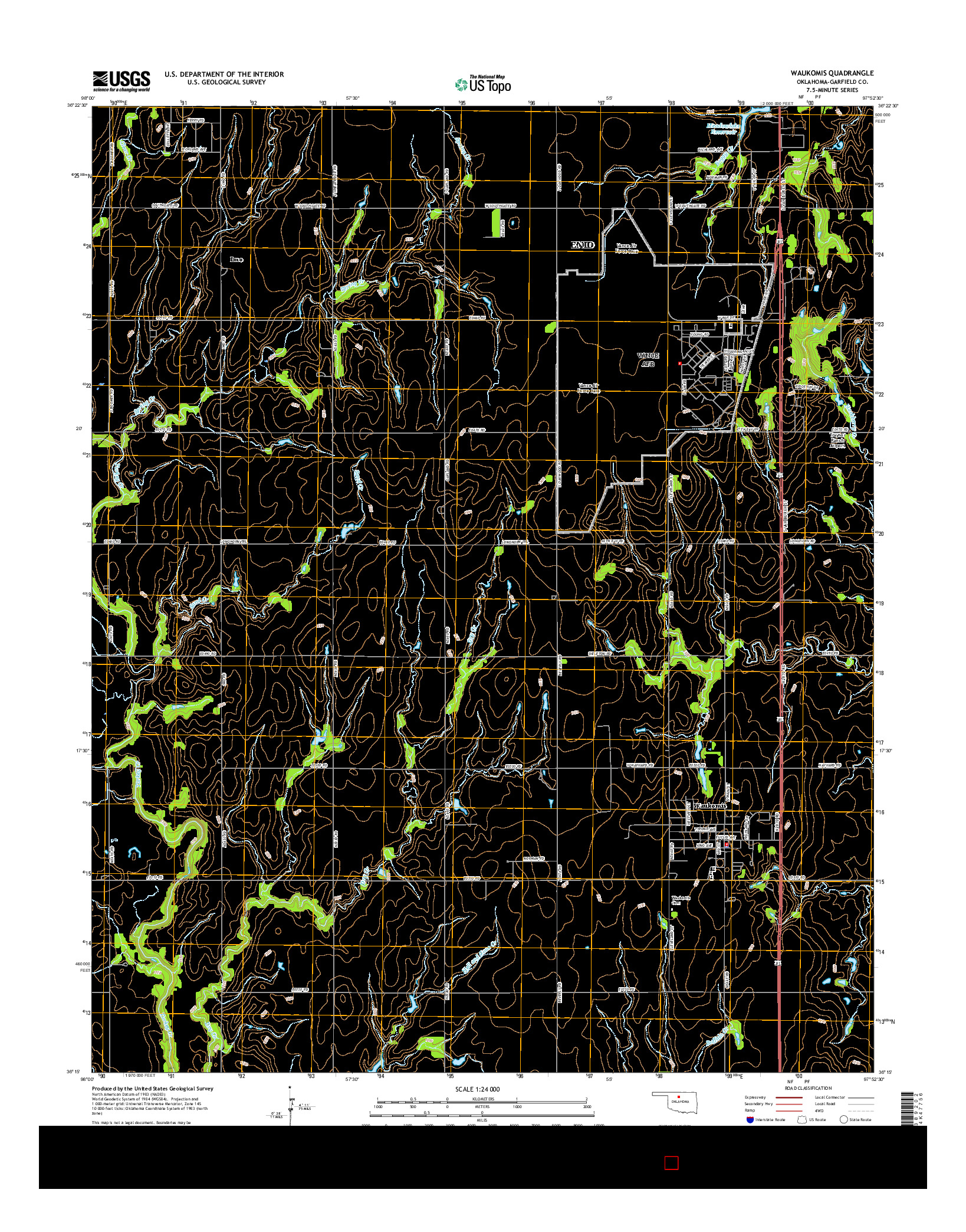 USGS US TOPO 7.5-MINUTE MAP FOR WAUKOMIS, OK 2016