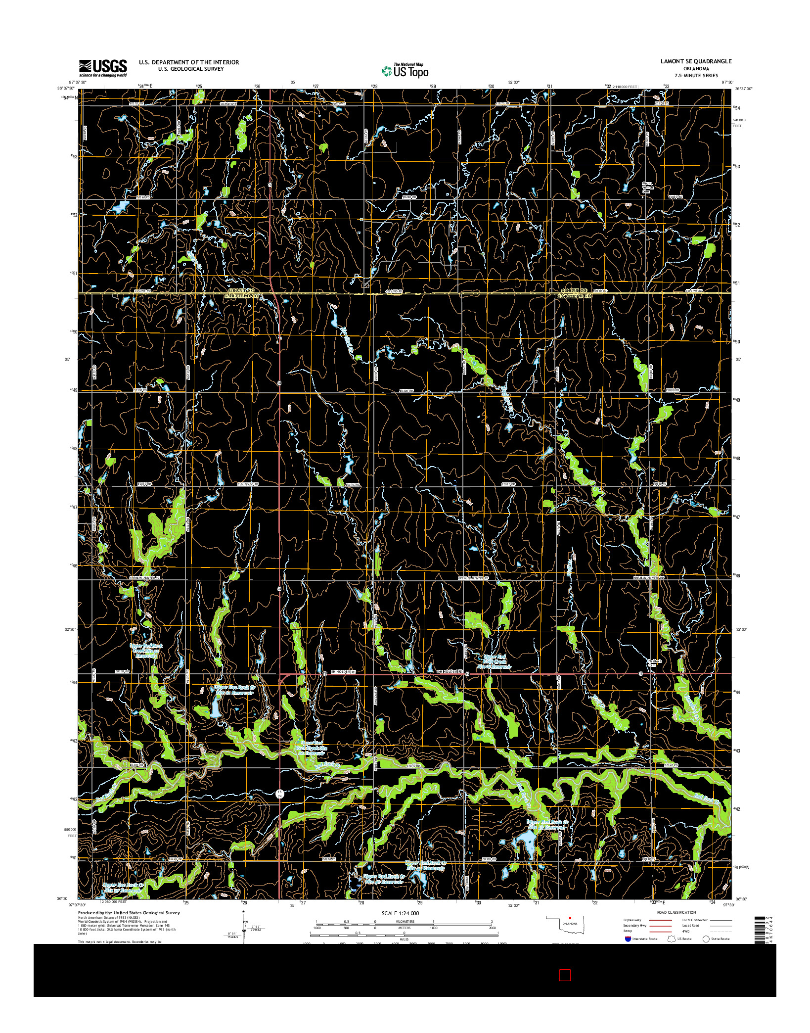 USGS US TOPO 7.5-MINUTE MAP FOR LAMONT SE, OK 2016