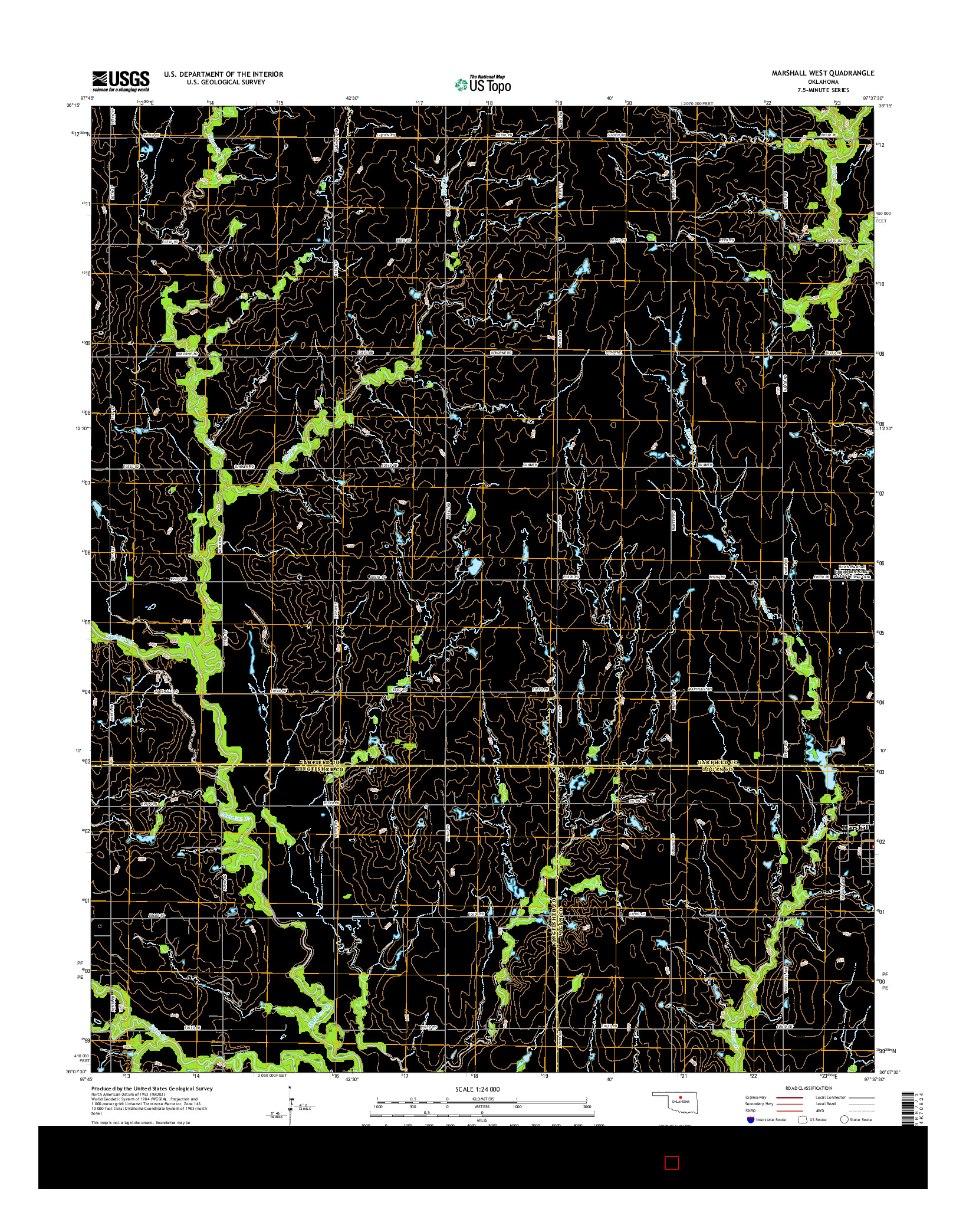 USGS US TOPO 7.5-MINUTE MAP FOR MARSHALL WEST, OK 2016