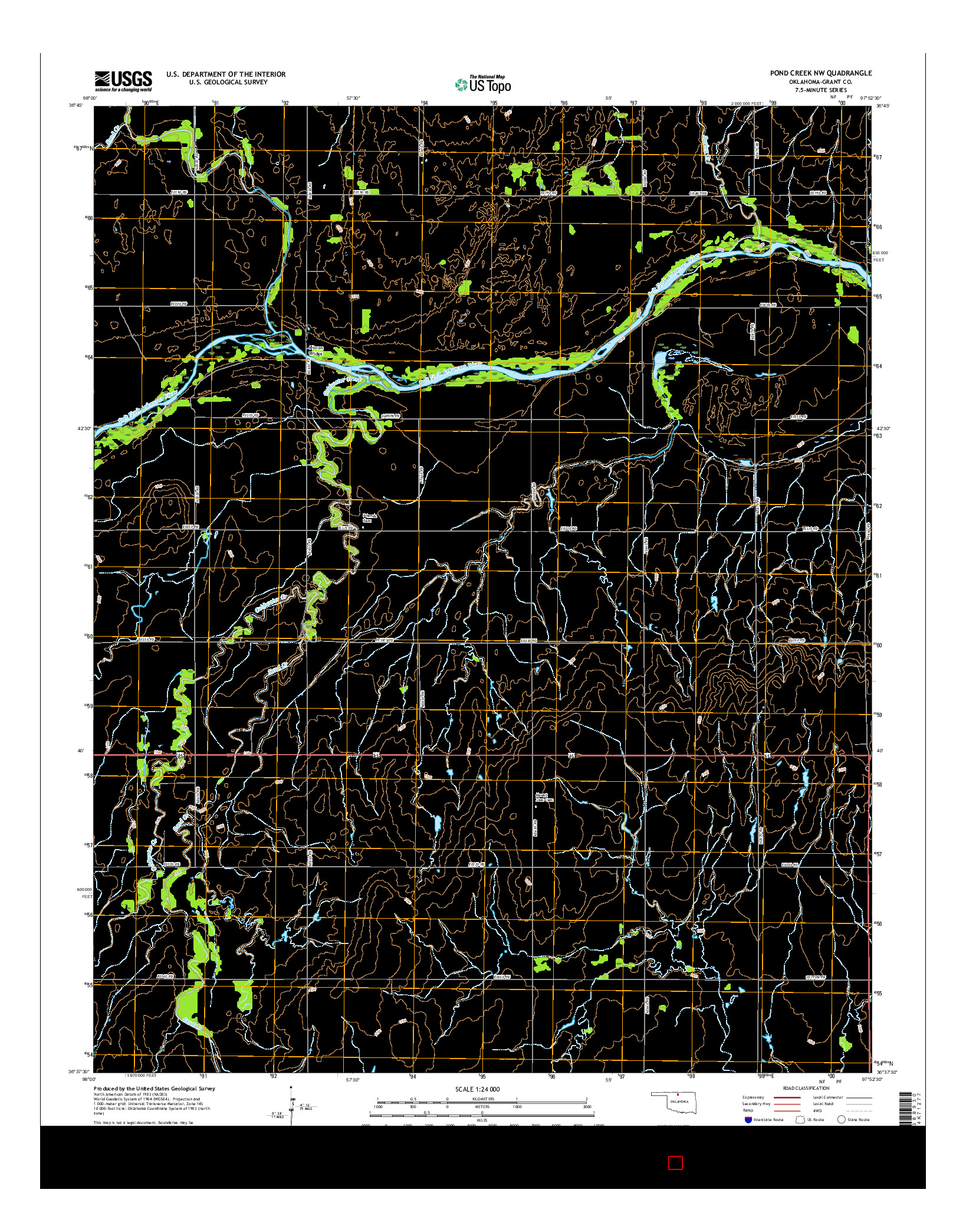 USGS US TOPO 7.5-MINUTE MAP FOR POND CREEK NW, OK 2016