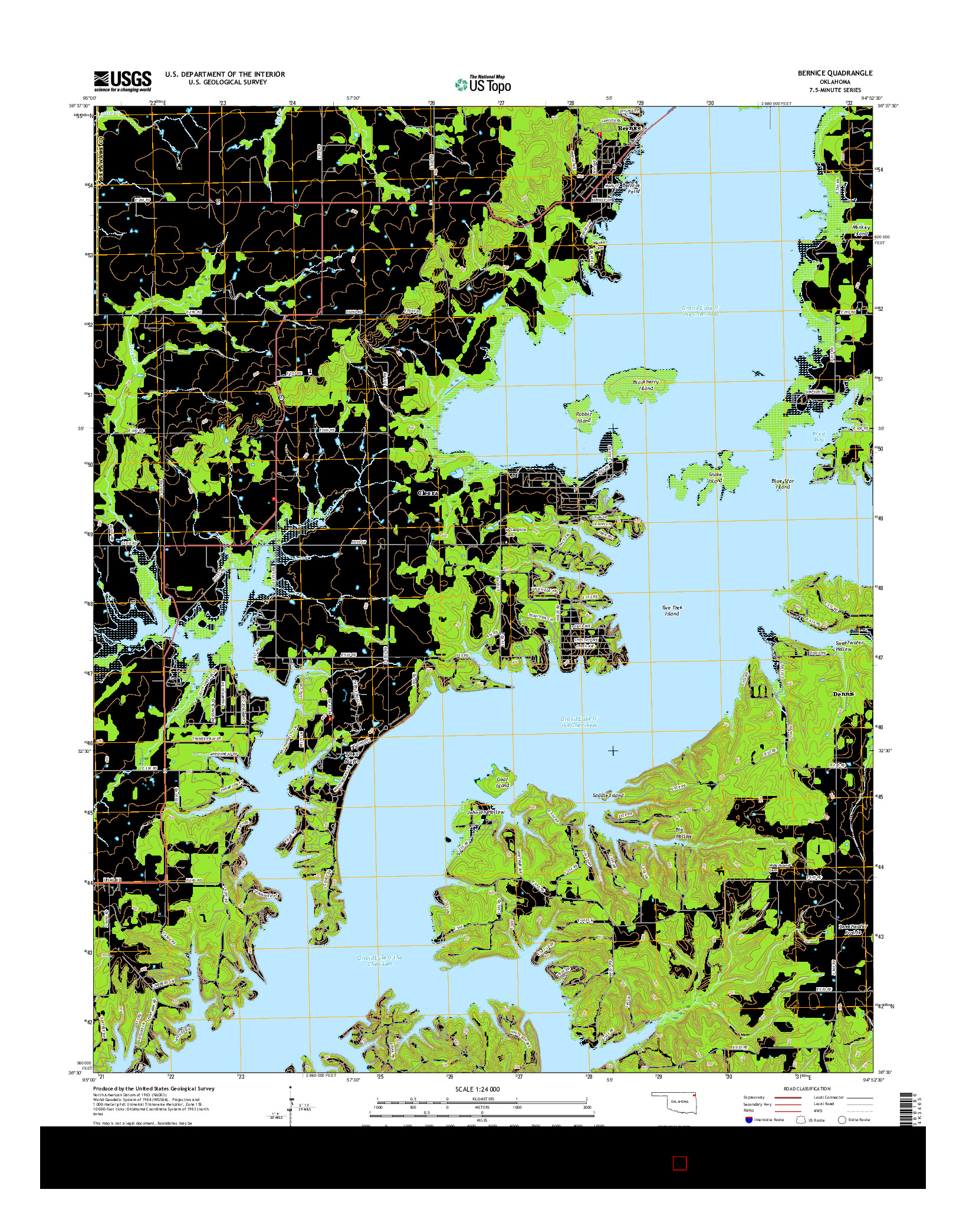 USGS US TOPO 7.5-MINUTE MAP FOR BERNICE, OK 2016