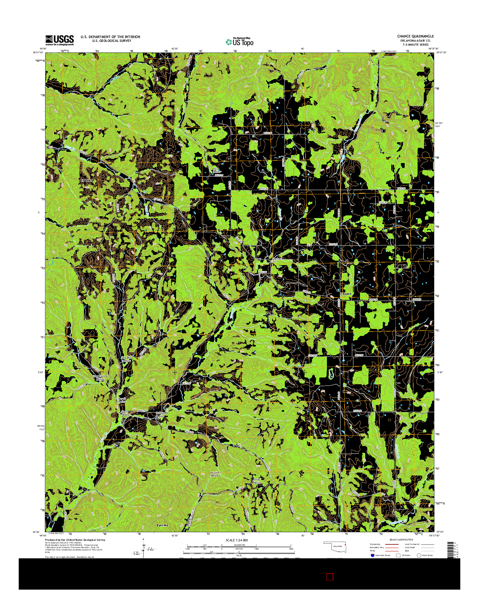 USGS US TOPO 7.5-MINUTE MAP FOR CHANCE, OK 2016