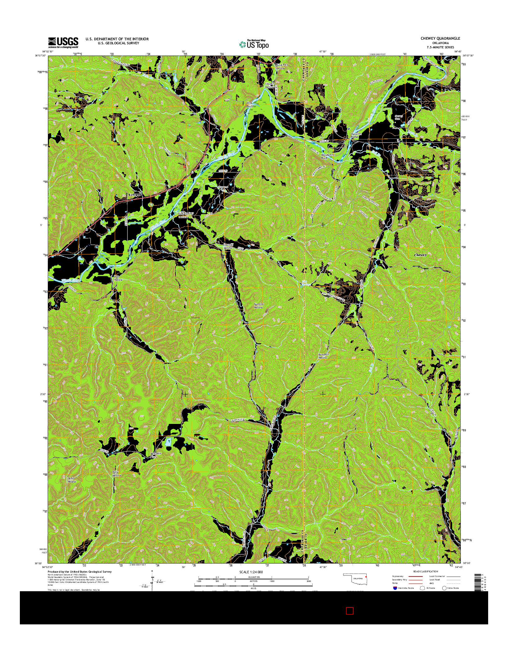 USGS US TOPO 7.5-MINUTE MAP FOR CHEWEY, OK 2016