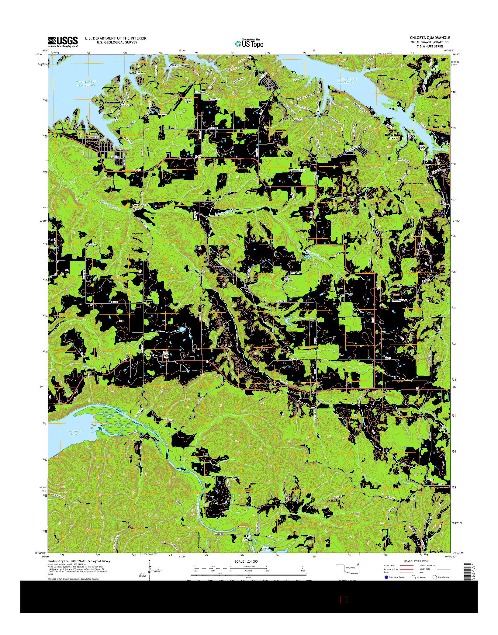 USGS US TOPO 7.5-MINUTE MAP FOR CHLOETA, OK 2016