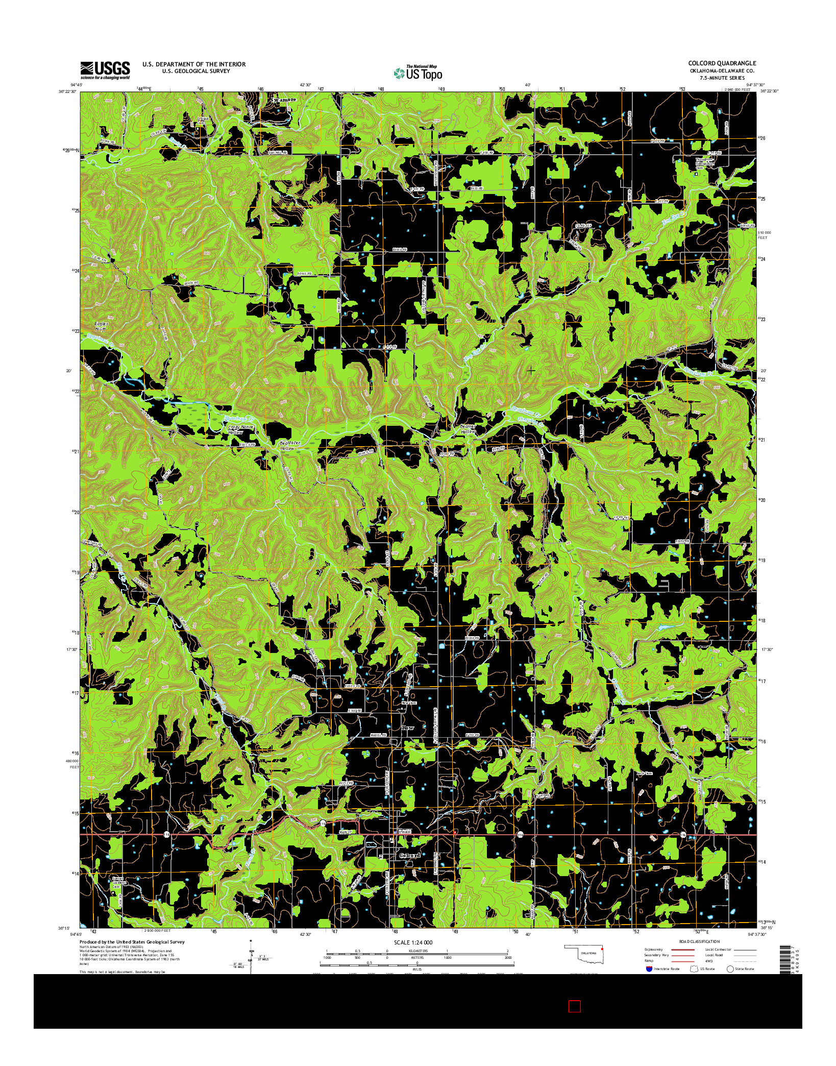USGS US TOPO 7.5-MINUTE MAP FOR COLCORD, OK 2016