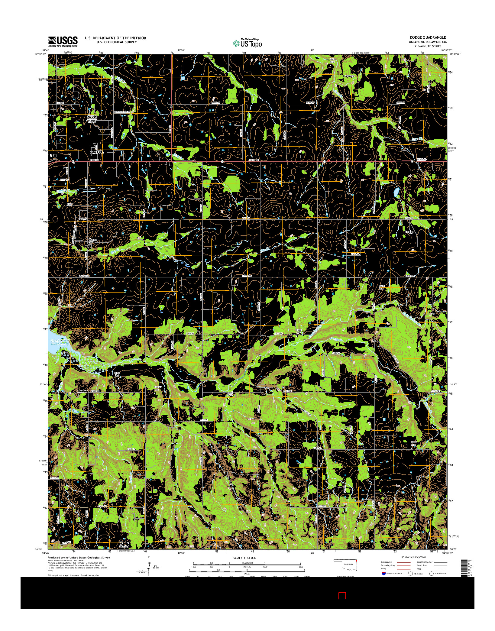 USGS US TOPO 7.5-MINUTE MAP FOR DODGE, OK 2016