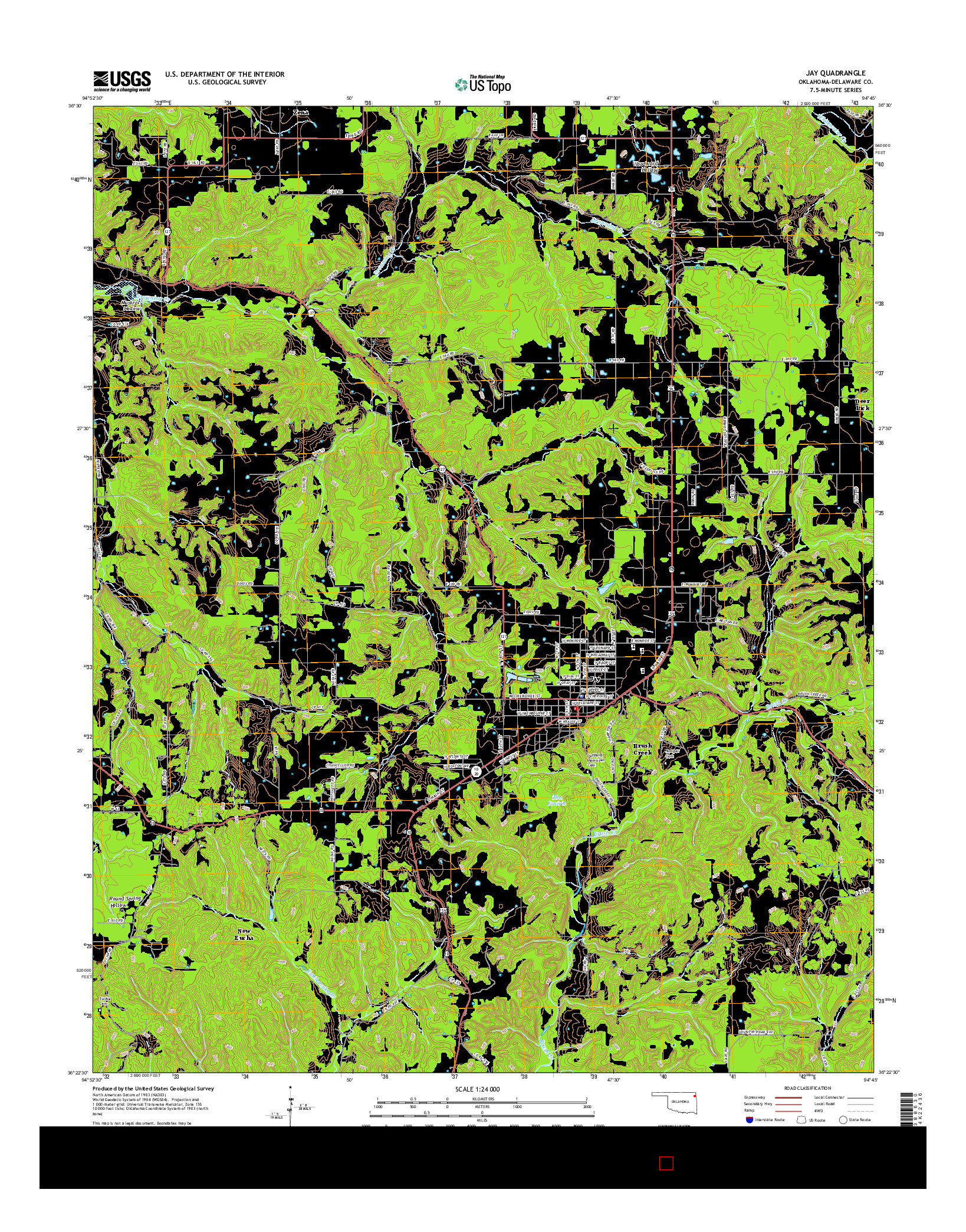 USGS US TOPO 7.5-MINUTE MAP FOR JAY, OK 2016