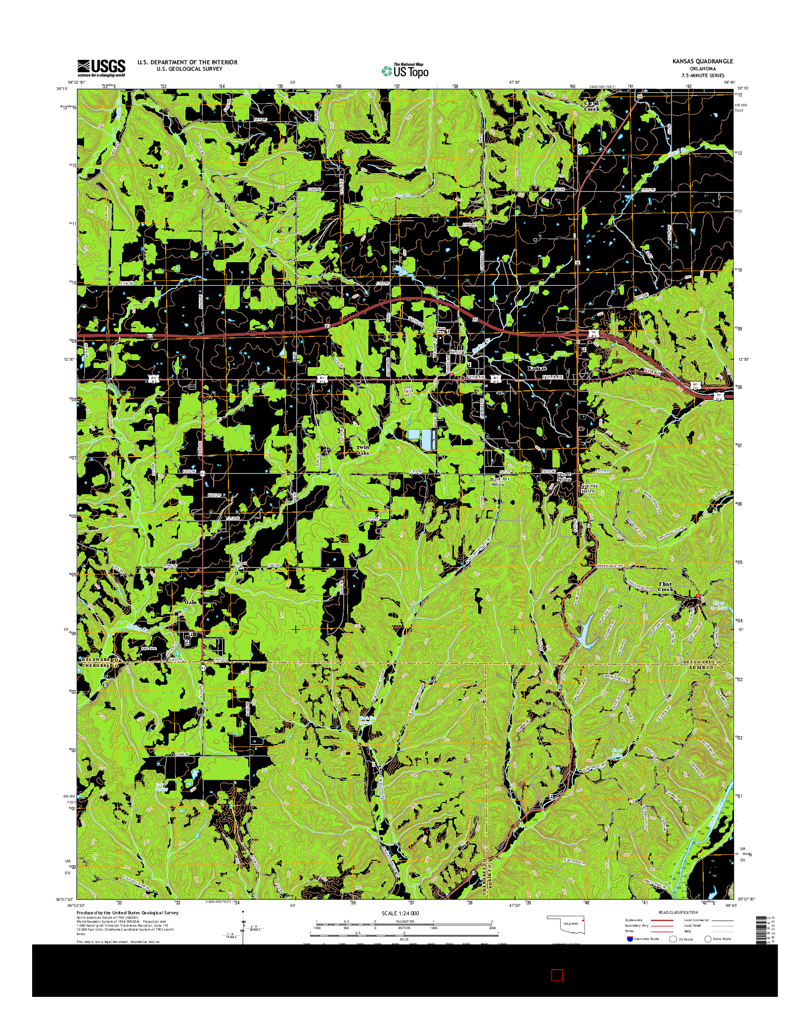 USGS US TOPO 7.5-MINUTE MAP FOR KANSAS, OK 2016