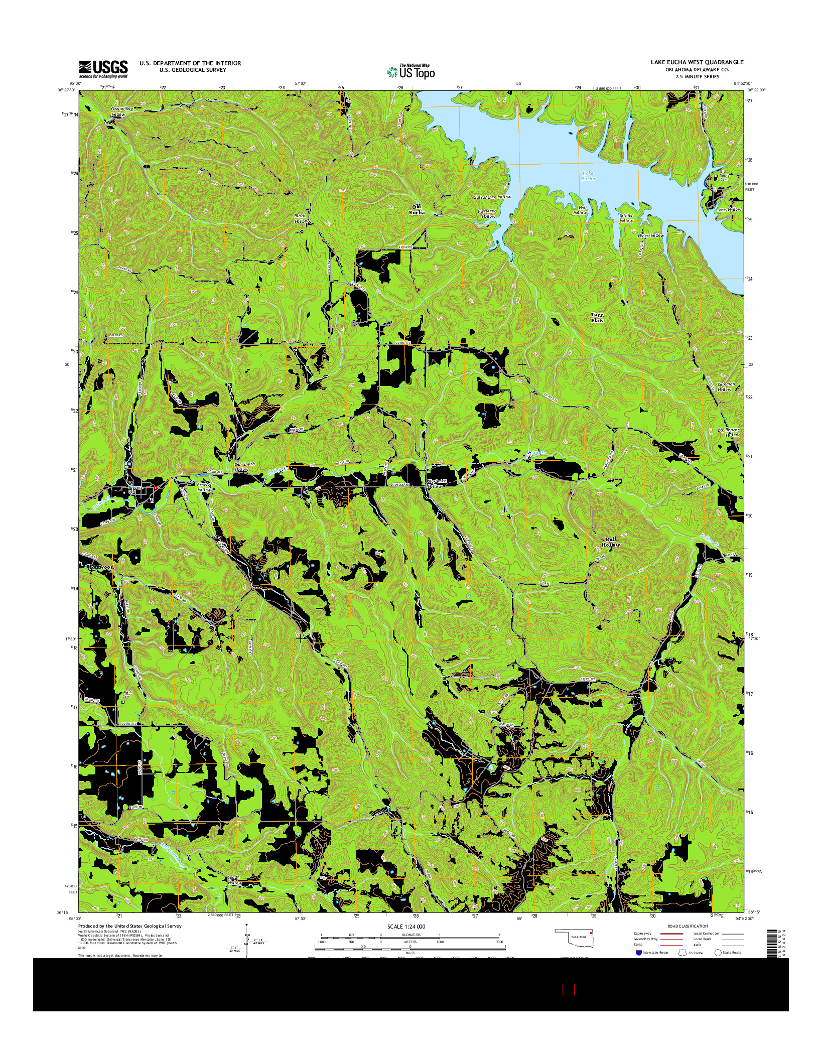 USGS US TOPO 7.5-MINUTE MAP FOR LAKE EUCHA WEST, OK 2016