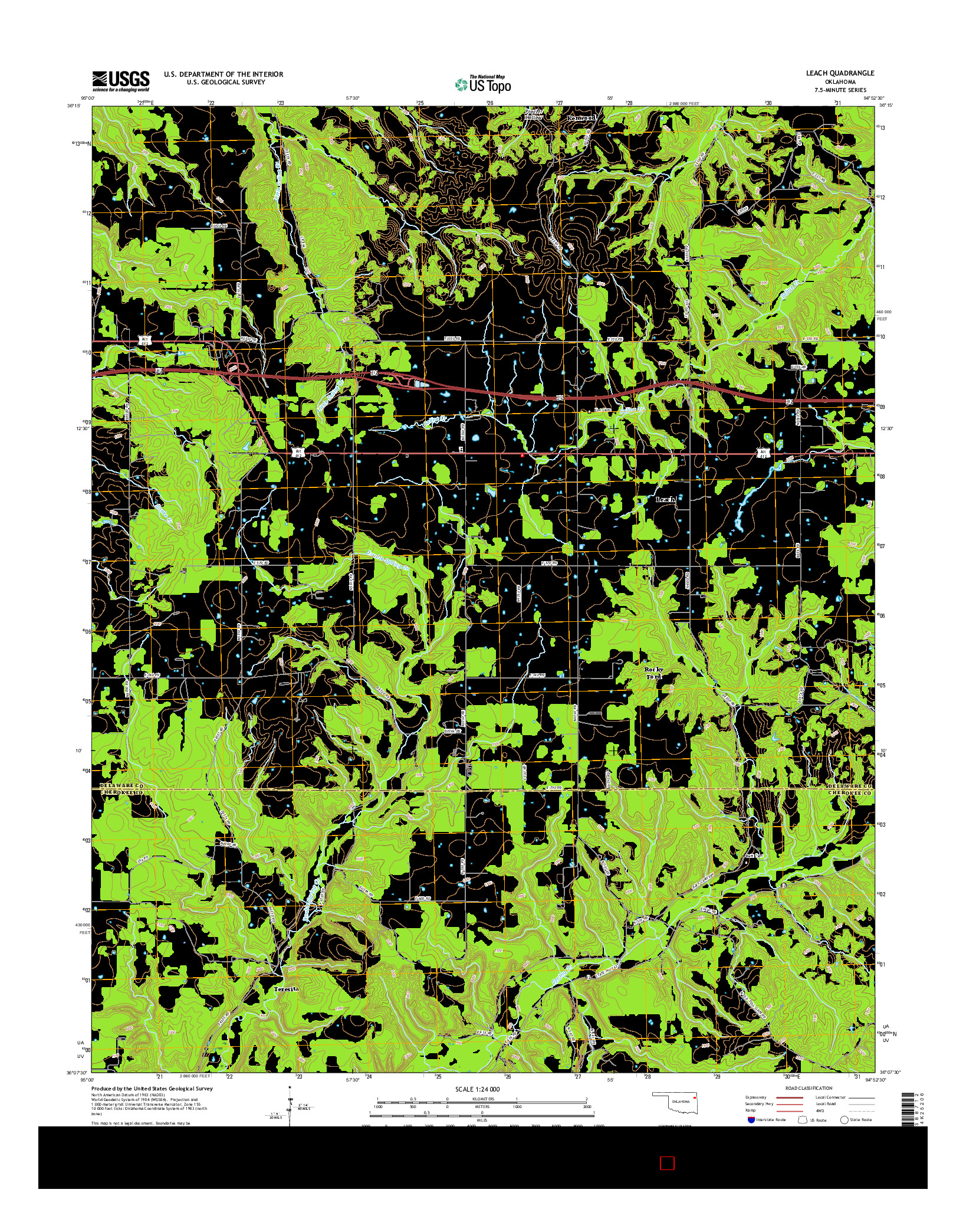 USGS US TOPO 7.5-MINUTE MAP FOR LEACH, OK 2016