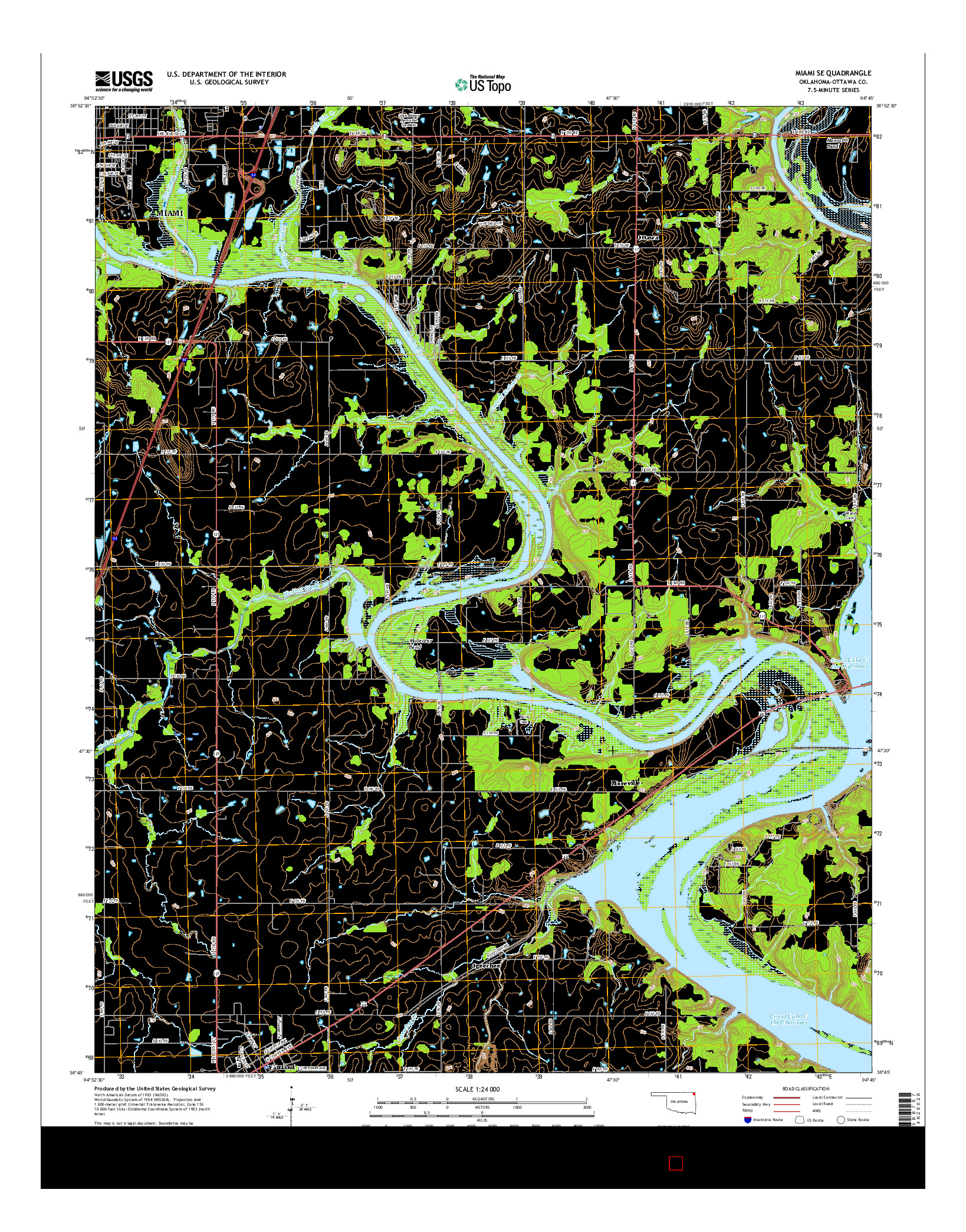 USGS US TOPO 7.5-MINUTE MAP FOR MIAMI SE, OK 2016