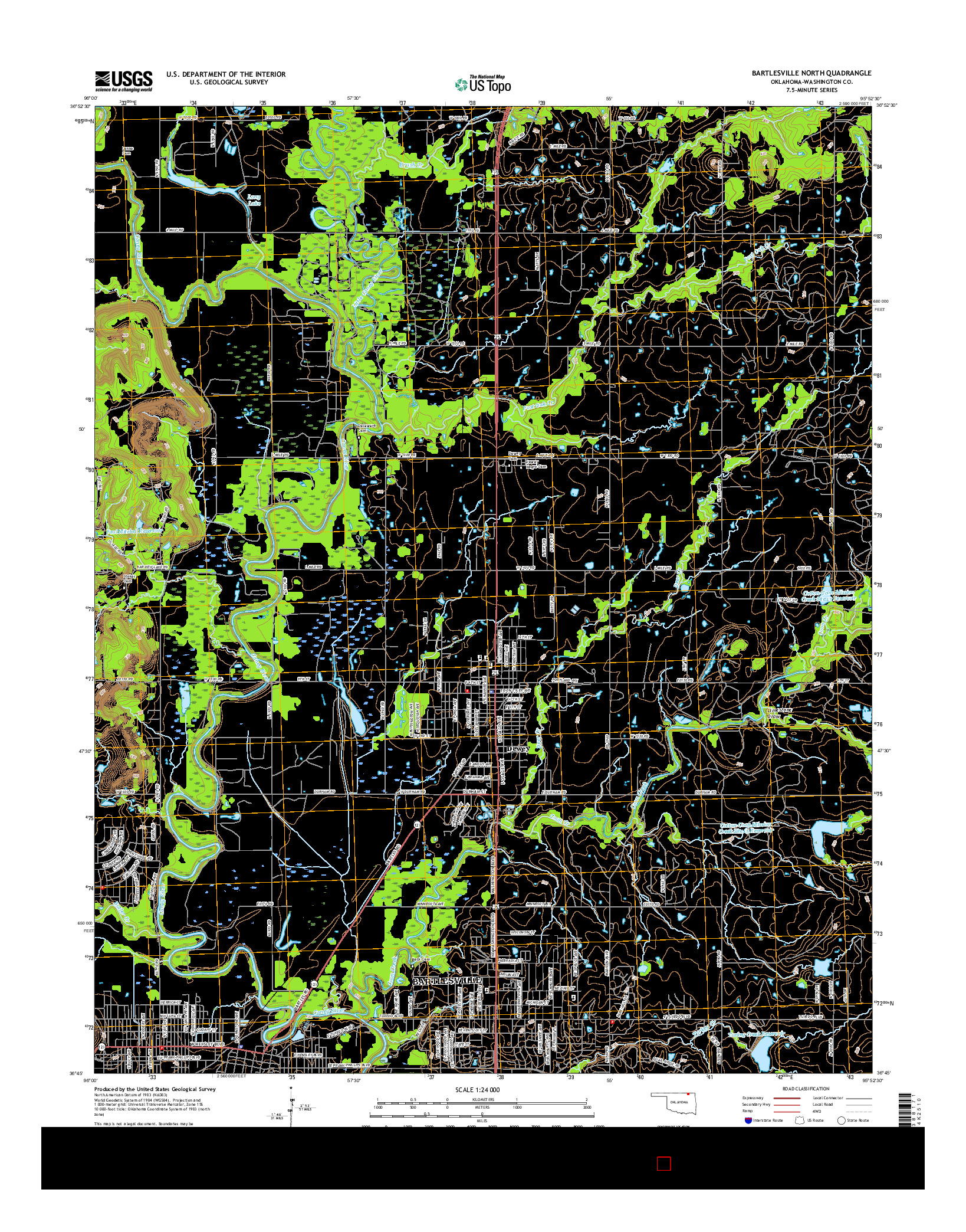 USGS US TOPO 7.5-MINUTE MAP FOR BARTLESVILLE NORTH, OK 2016
