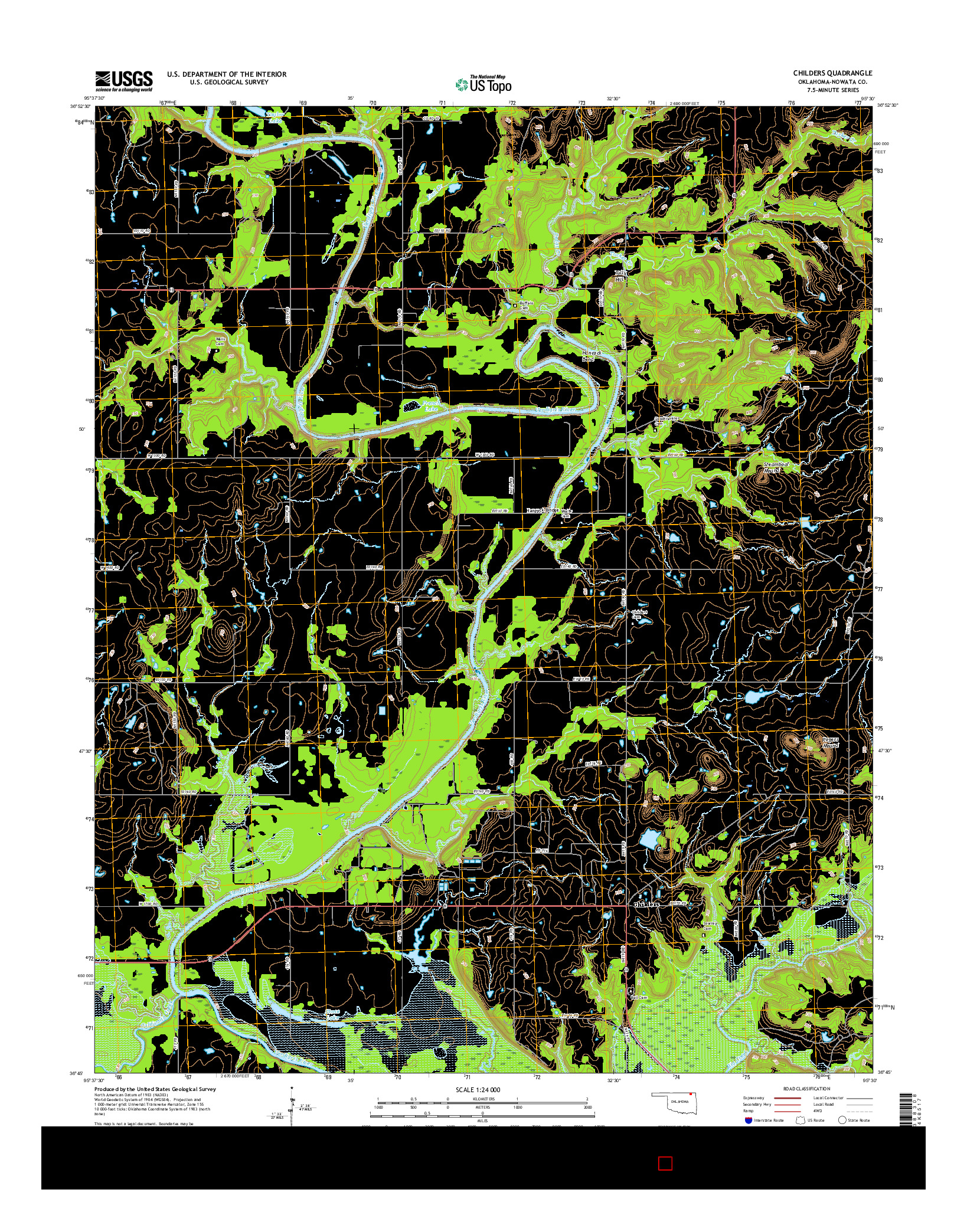 USGS US TOPO 7.5-MINUTE MAP FOR CHILDERS, OK 2016