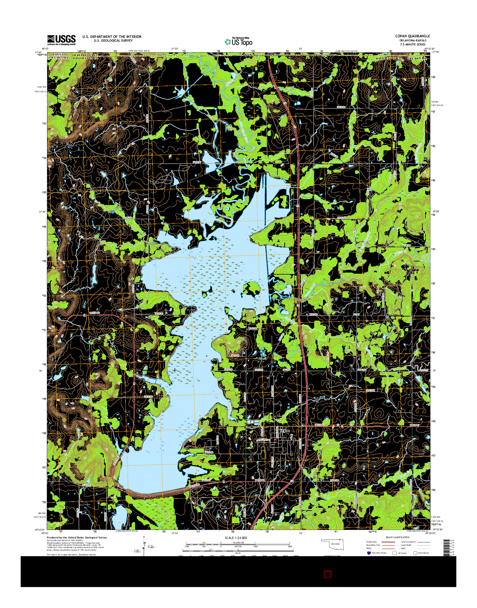 USGS US TOPO 7.5-MINUTE MAP FOR COPAN, OK-KS 2016