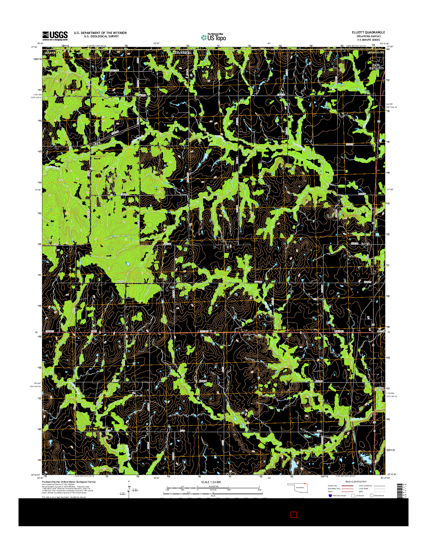 USGS US TOPO 7.5-MINUTE MAP FOR ELLIOTT, OK-KS 2016