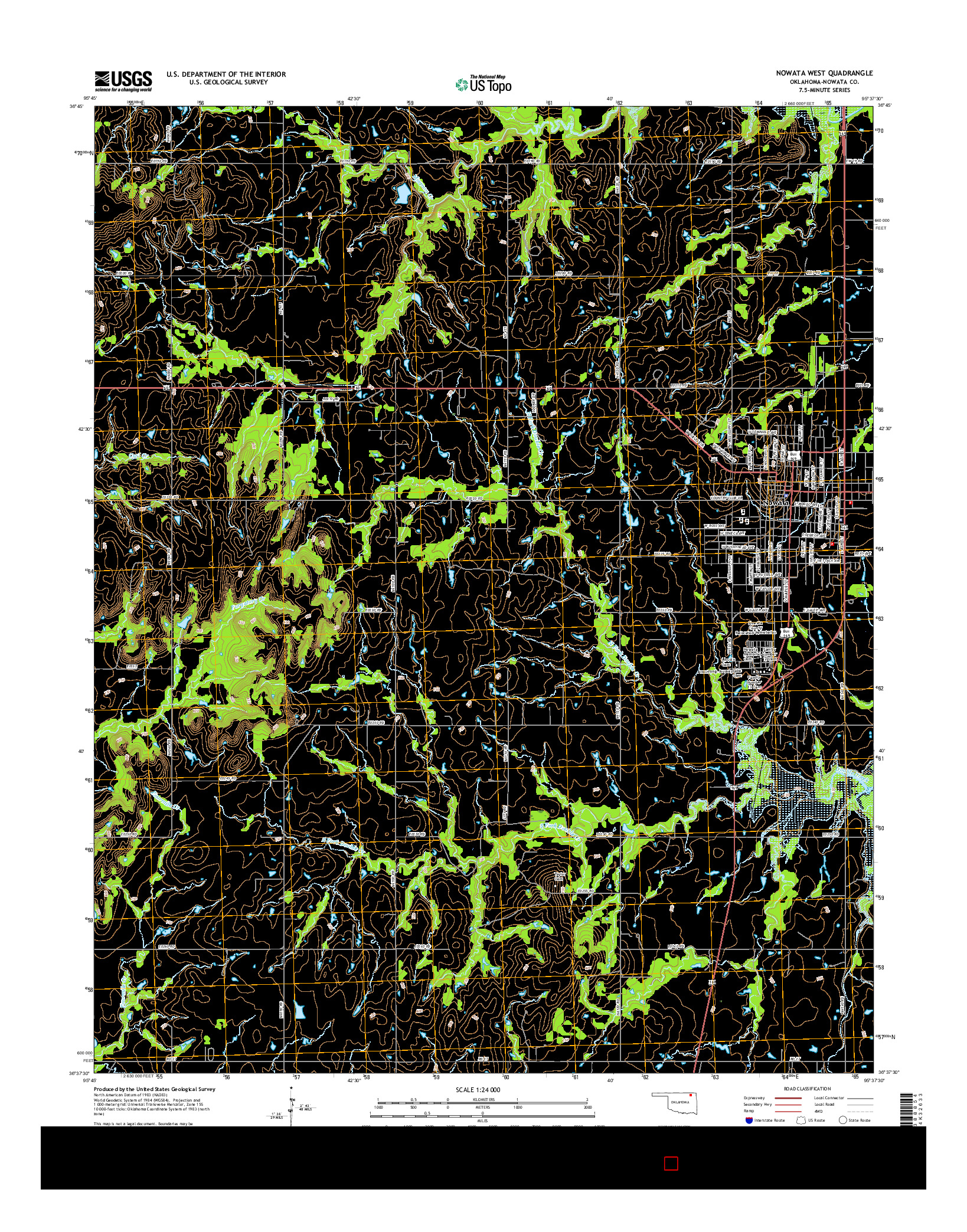 USGS US TOPO 7.5-MINUTE MAP FOR NOWATA WEST, OK 2016