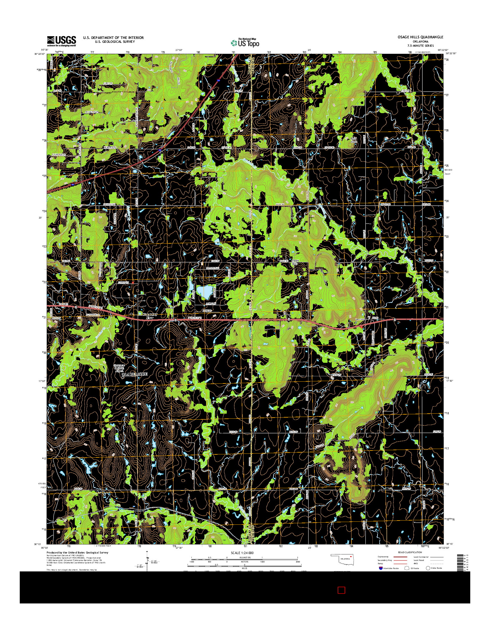 USGS US TOPO 7.5-MINUTE MAP FOR OSAGE HILLS, OK 2016