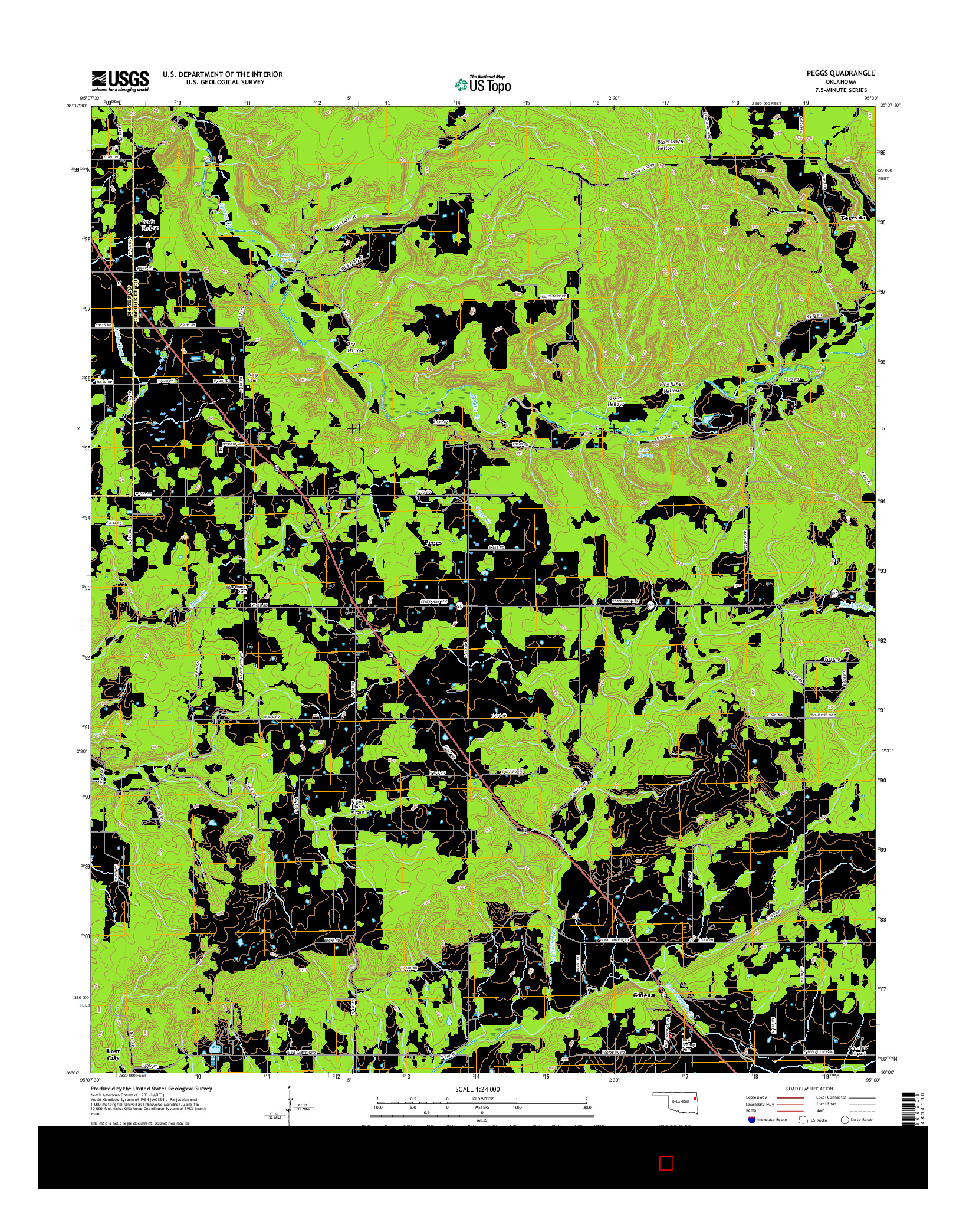 USGS US TOPO 7.5-MINUTE MAP FOR PEGGS, OK 2016