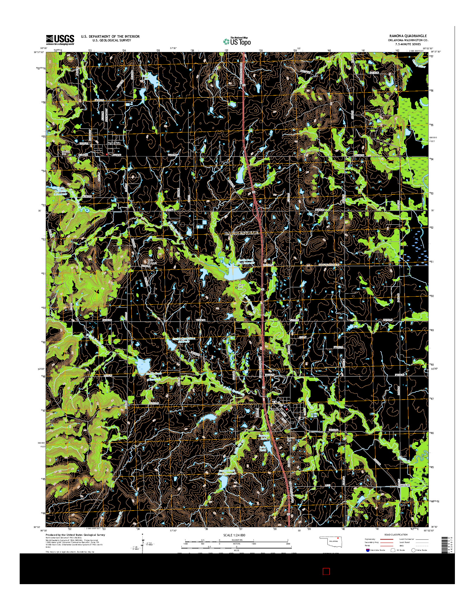 USGS US TOPO 7.5-MINUTE MAP FOR RAMONA, OK 2016