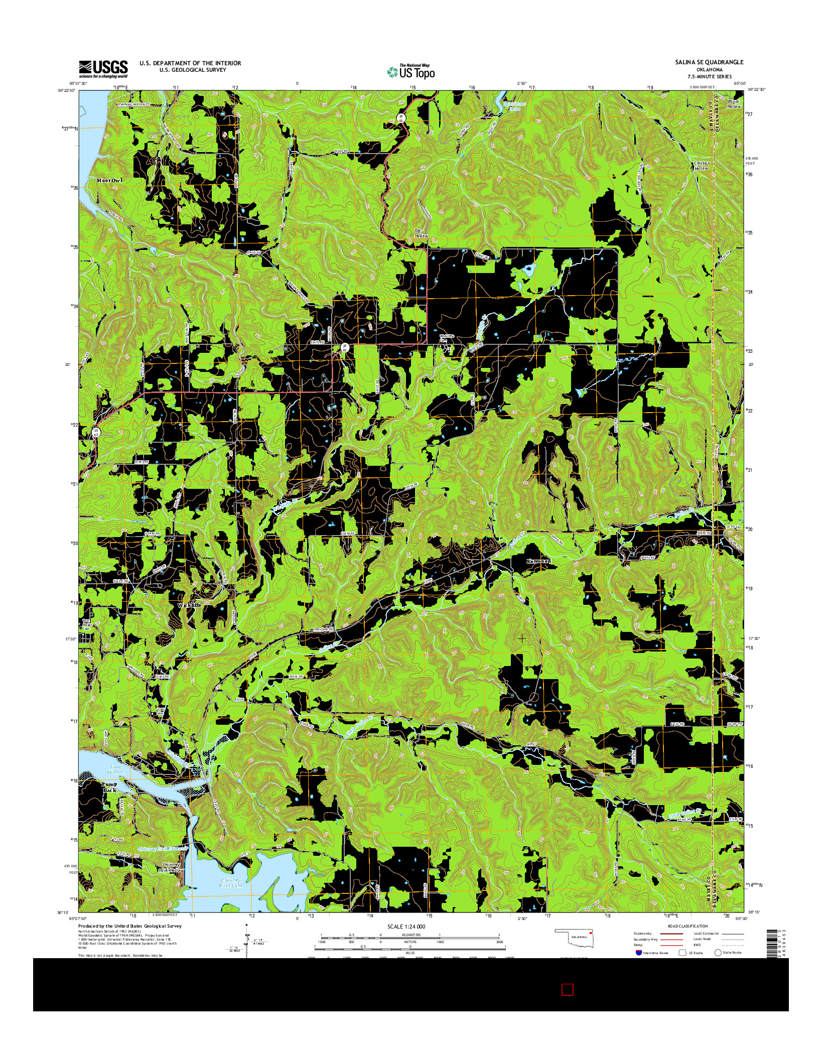 USGS US TOPO 7.5-MINUTE MAP FOR SALINA SE, OK 2016