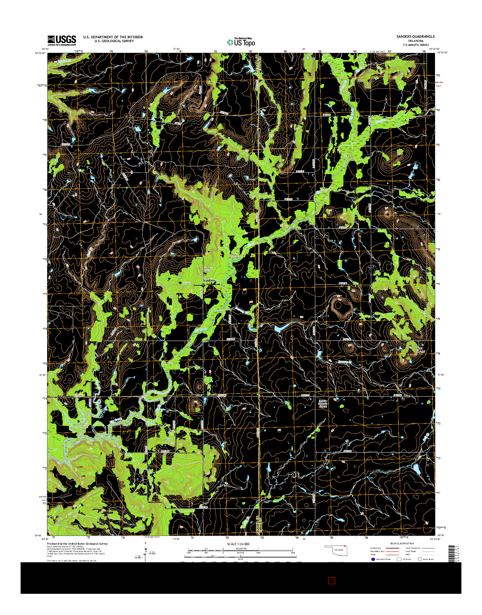 USGS US TOPO 7.5-MINUTE MAP FOR SANDERS, OK 2016