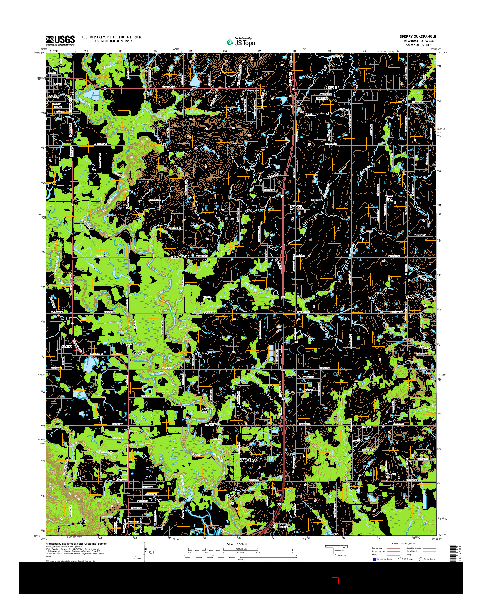 USGS US TOPO 7.5-MINUTE MAP FOR SPERRY, OK 2016