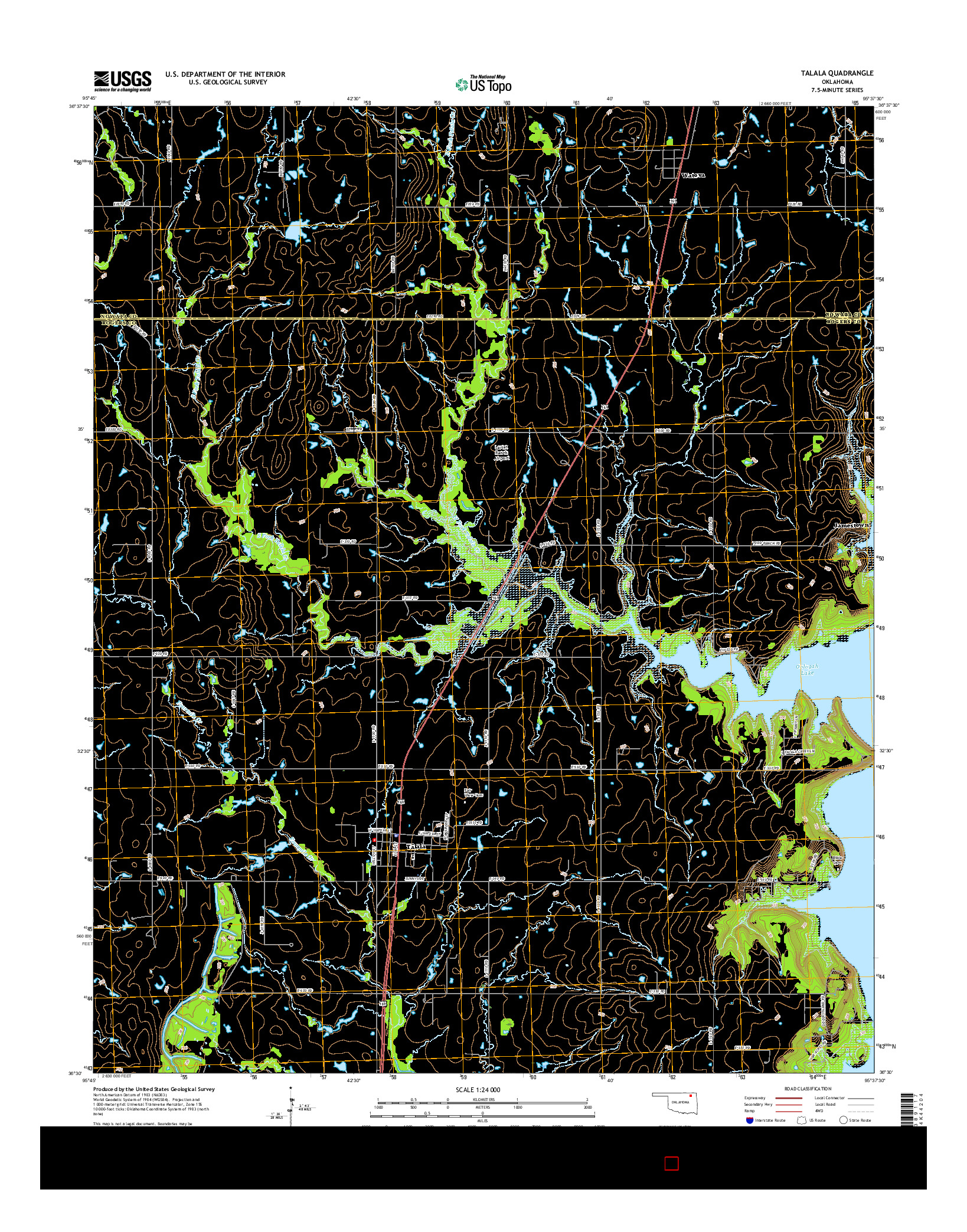 USGS US TOPO 7.5-MINUTE MAP FOR TALALA, OK 2016