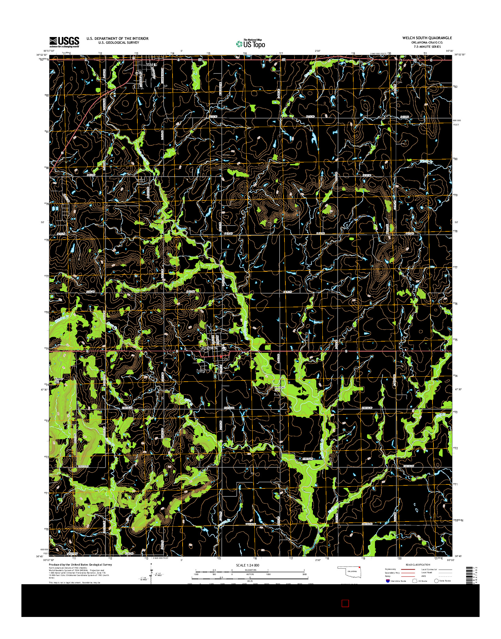 USGS US TOPO 7.5-MINUTE MAP FOR WELCH SOUTH, OK 2016