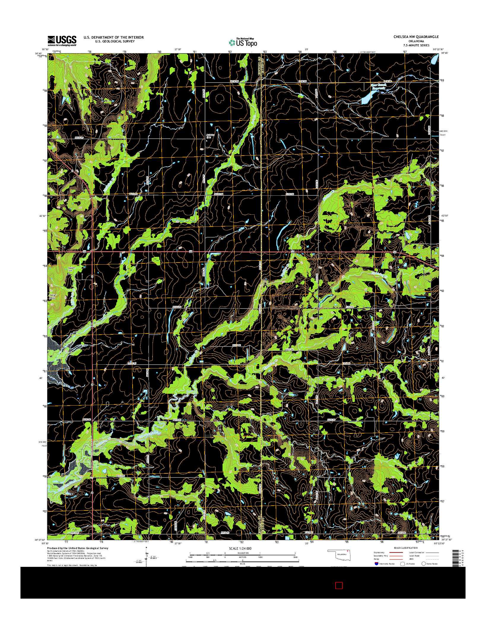 USGS US TOPO 7.5-MINUTE MAP FOR CHELSEA NW, OK 2016