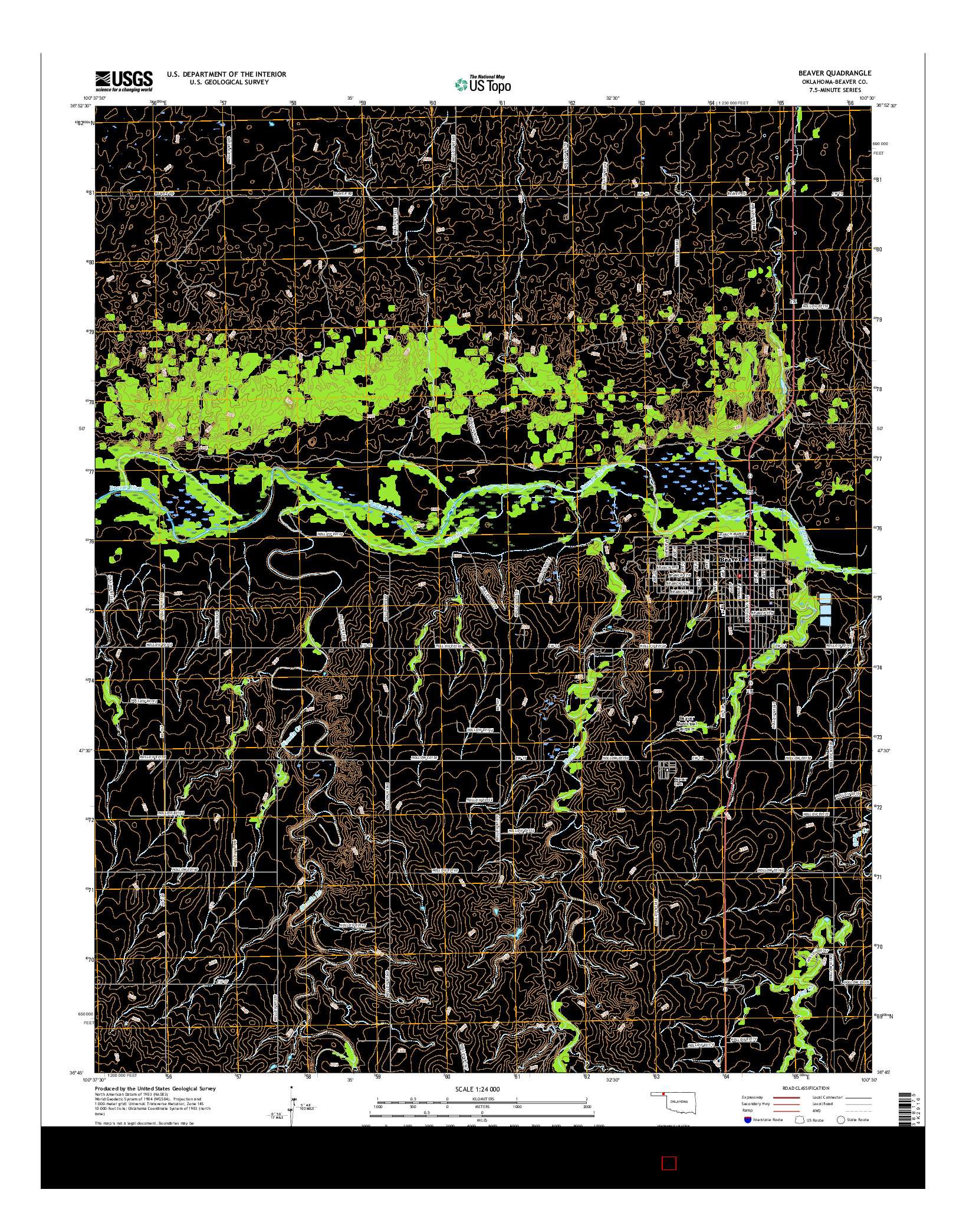 USGS US TOPO 7.5-MINUTE MAP FOR BEAVER, OK 2016