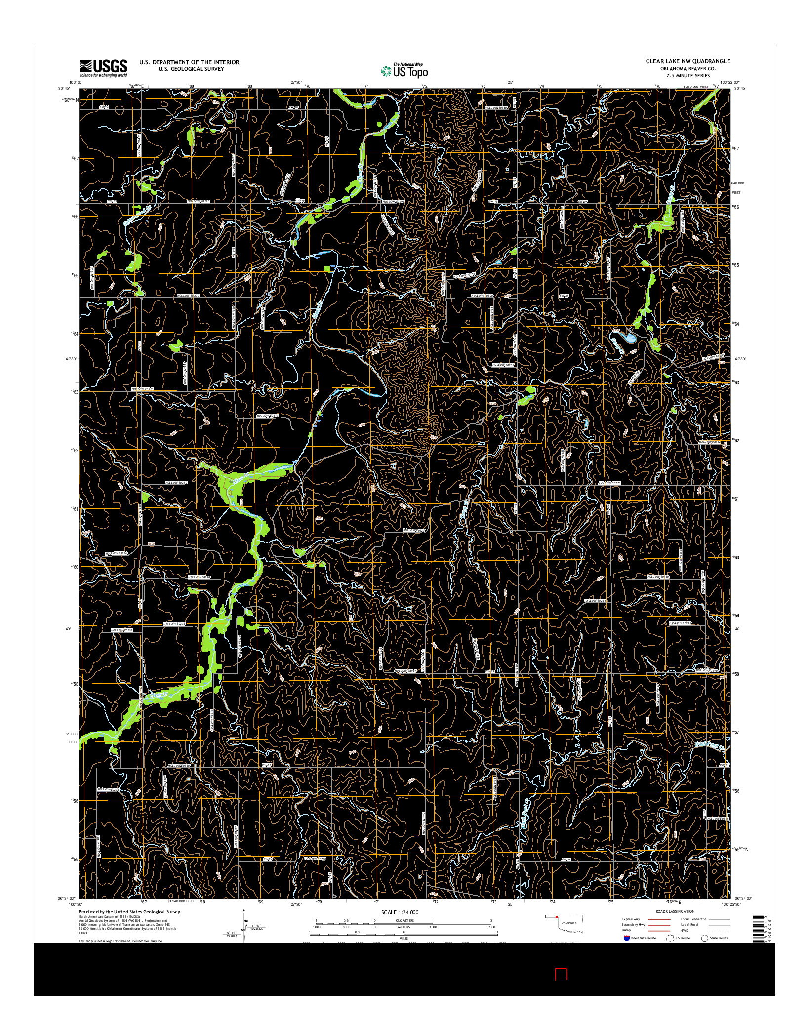 USGS US TOPO 7.5-MINUTE MAP FOR CLEAR LAKE NW, OK 2016