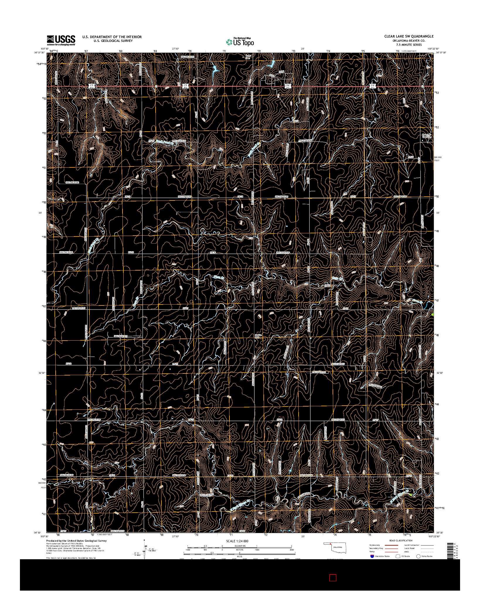 USGS US TOPO 7.5-MINUTE MAP FOR CLEAR LAKE SW, OK 2016