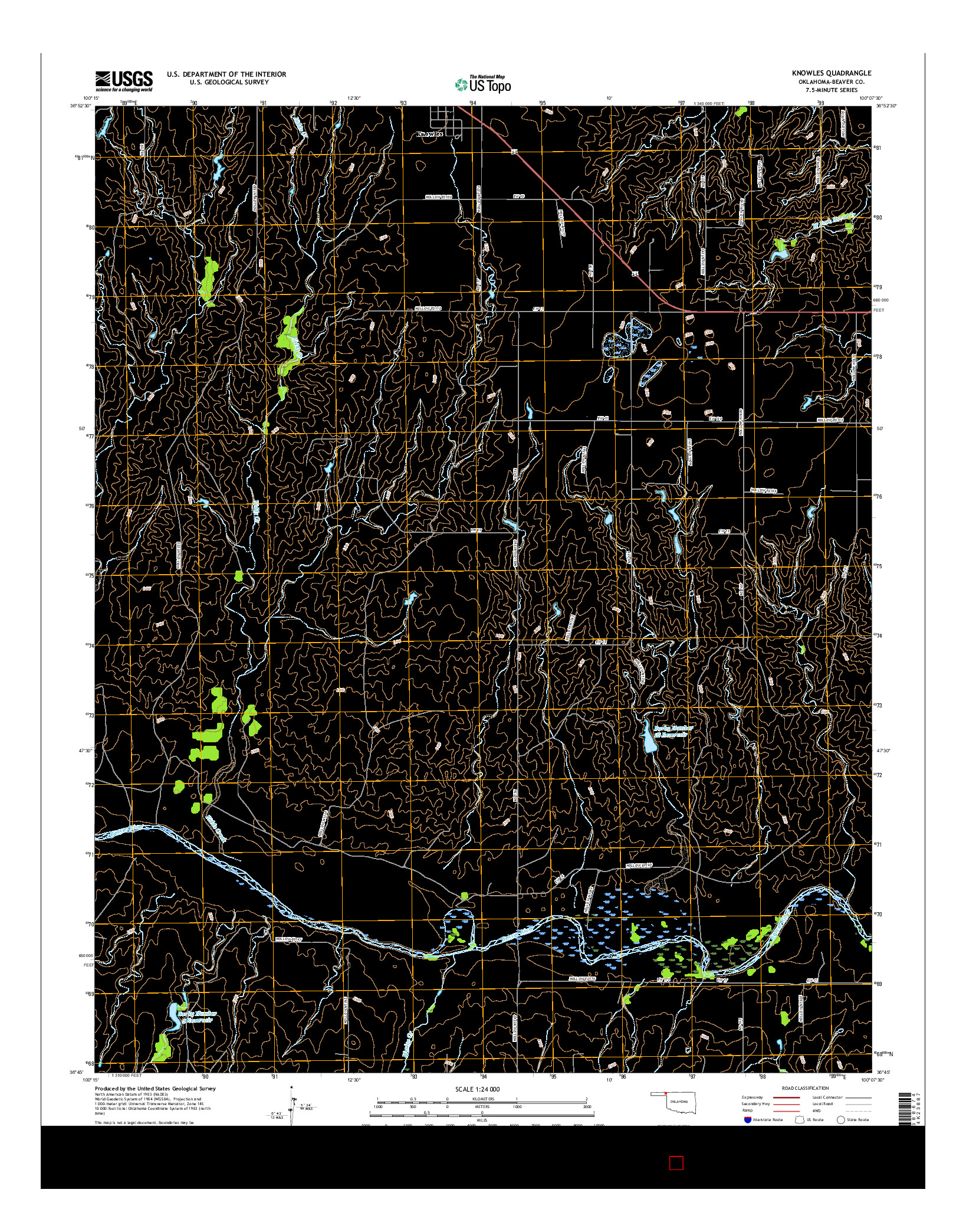 USGS US TOPO 7.5-MINUTE MAP FOR KNOWLES, OK 2016
