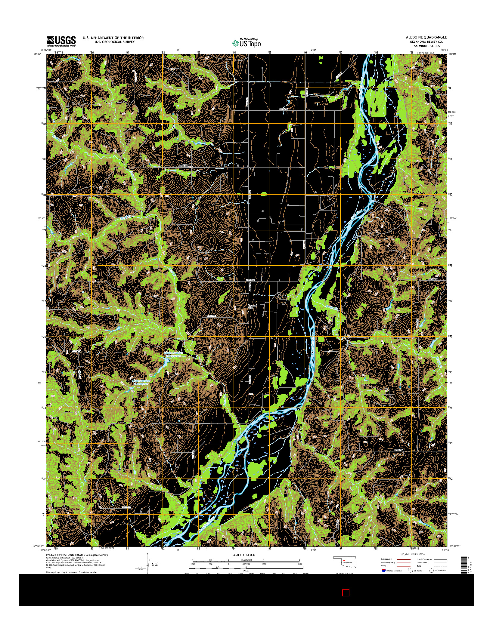 USGS US TOPO 7.5-MINUTE MAP FOR ALEDO NE, OK 2016
